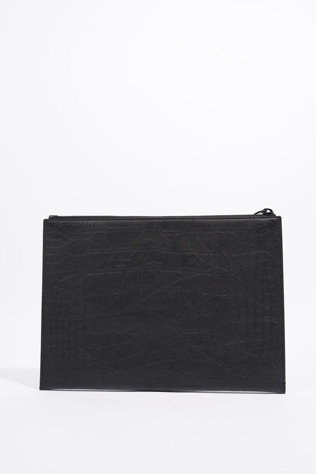 Saint Laurent Croc Embossed Document Holder Black Embossed Leather