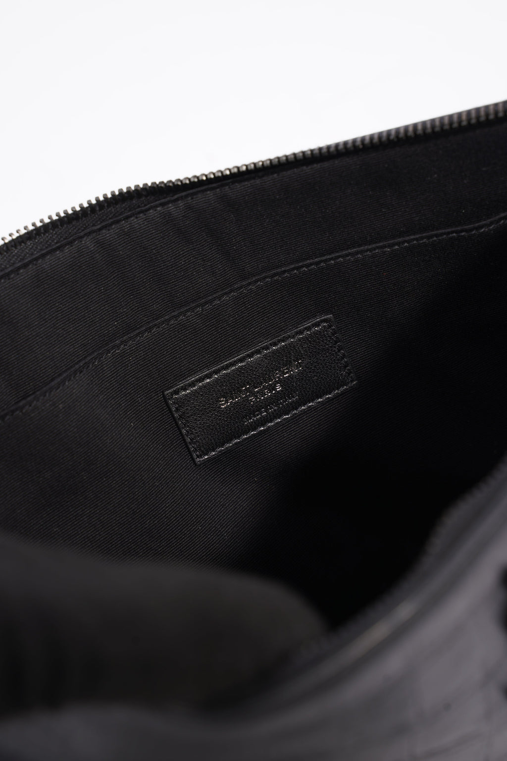 Saint Laurent Croc Embossed Document Holder Black Embossed Leather