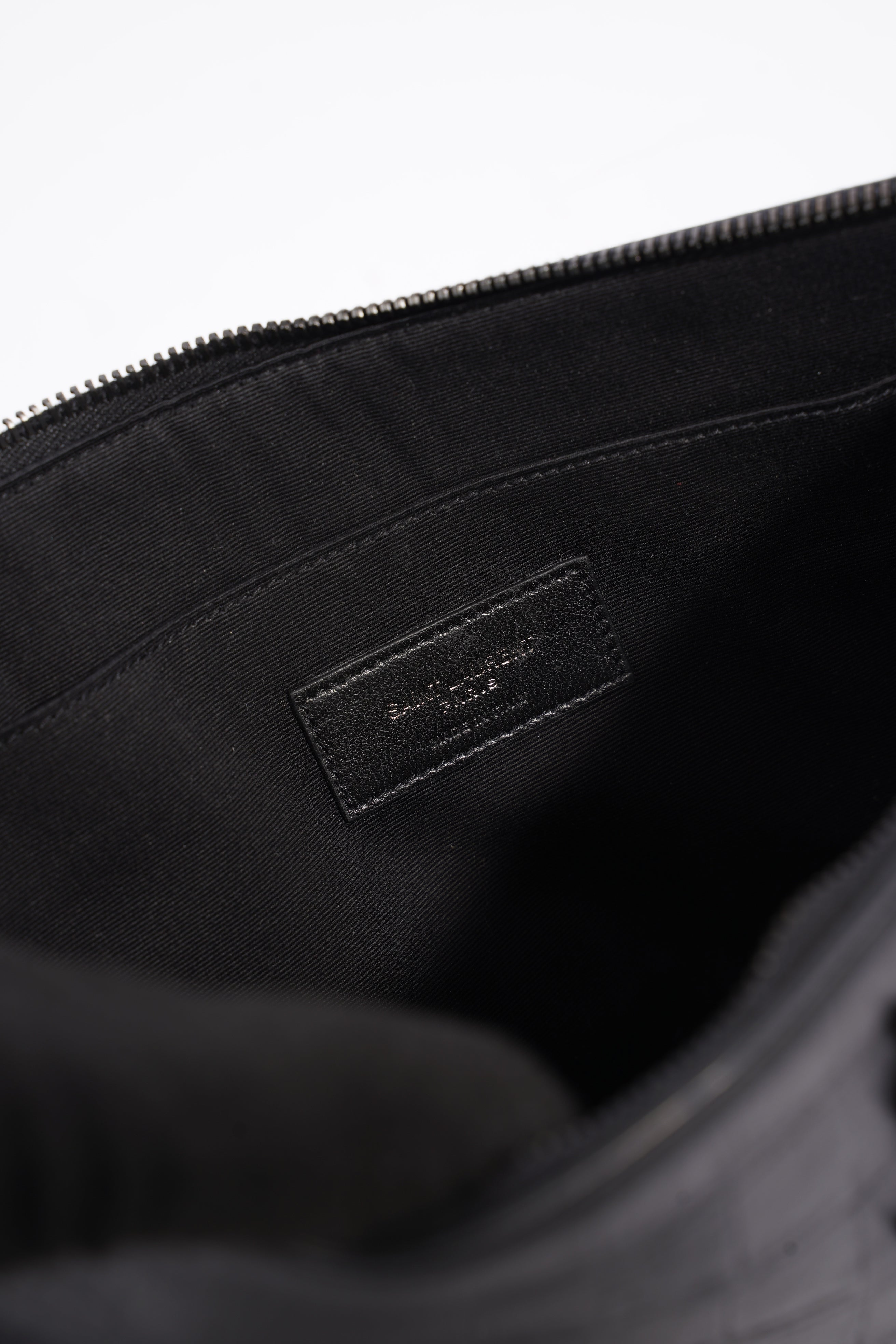 Saint Laurent Croc Embossed Document Holder Black Embossed Leather