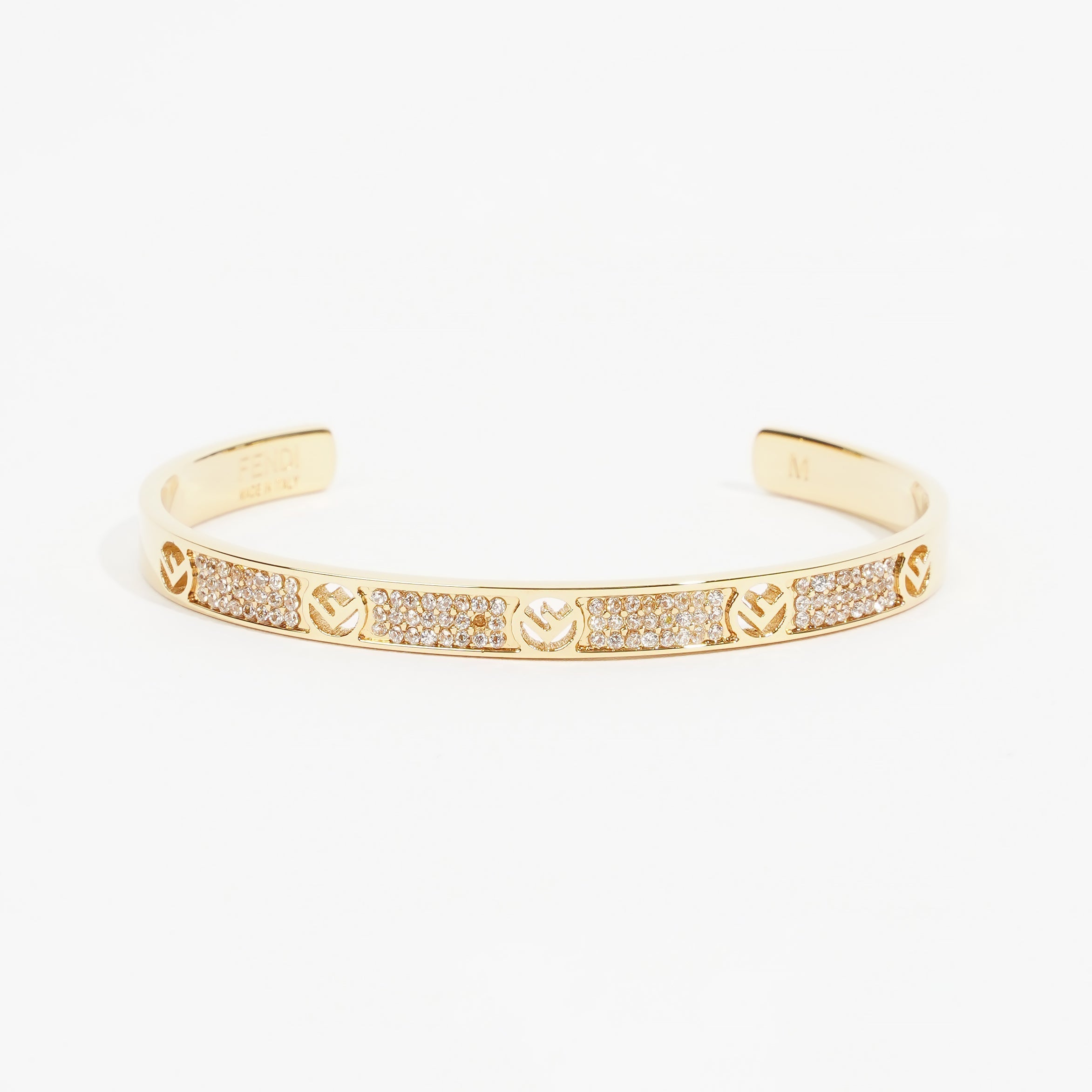 Fendi F Is Fendi Bracelet Gold Crystal Brass Medium