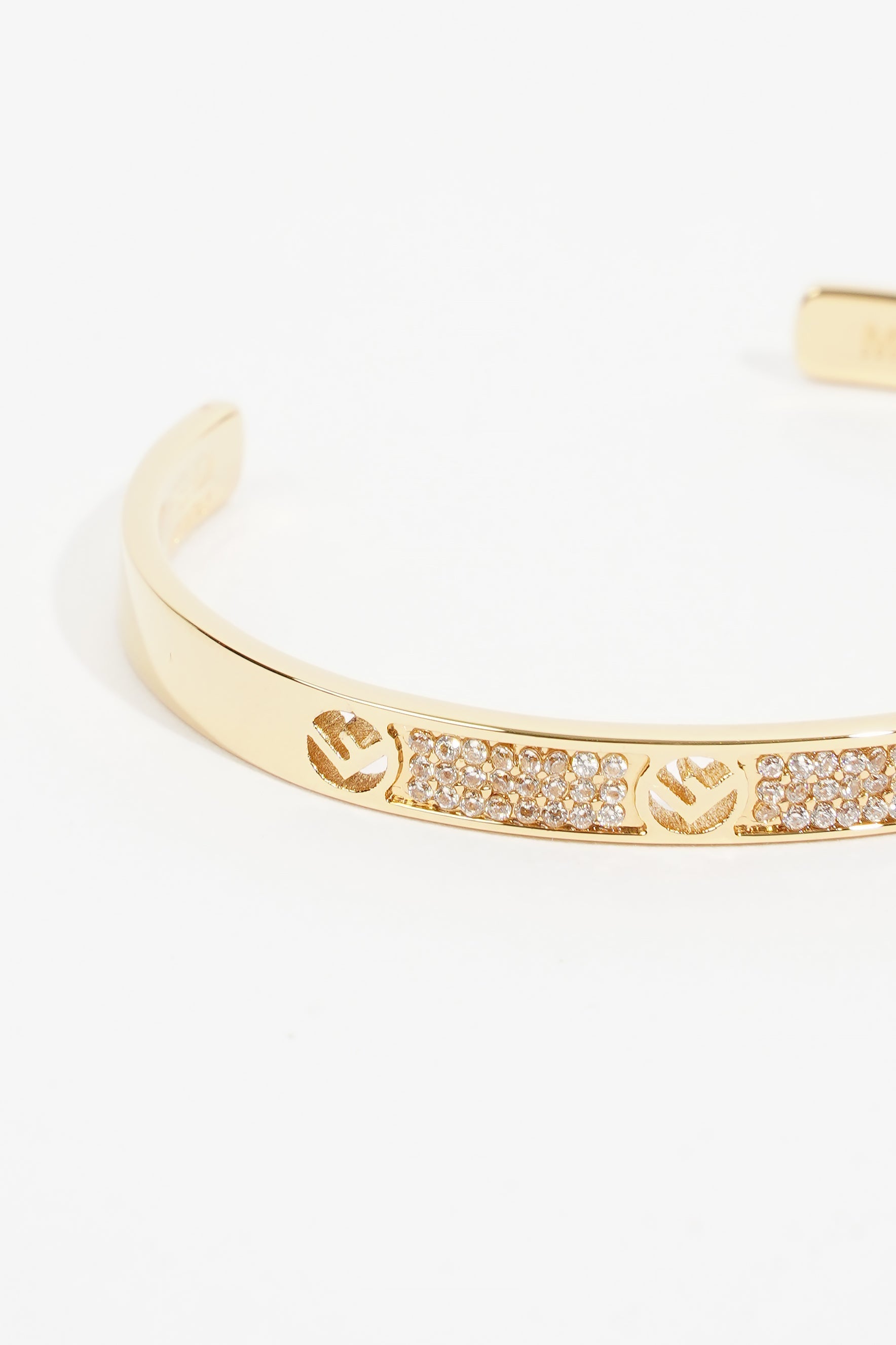 Fendi F Is Fendi Bracelet Gold Crystal Brass Medium