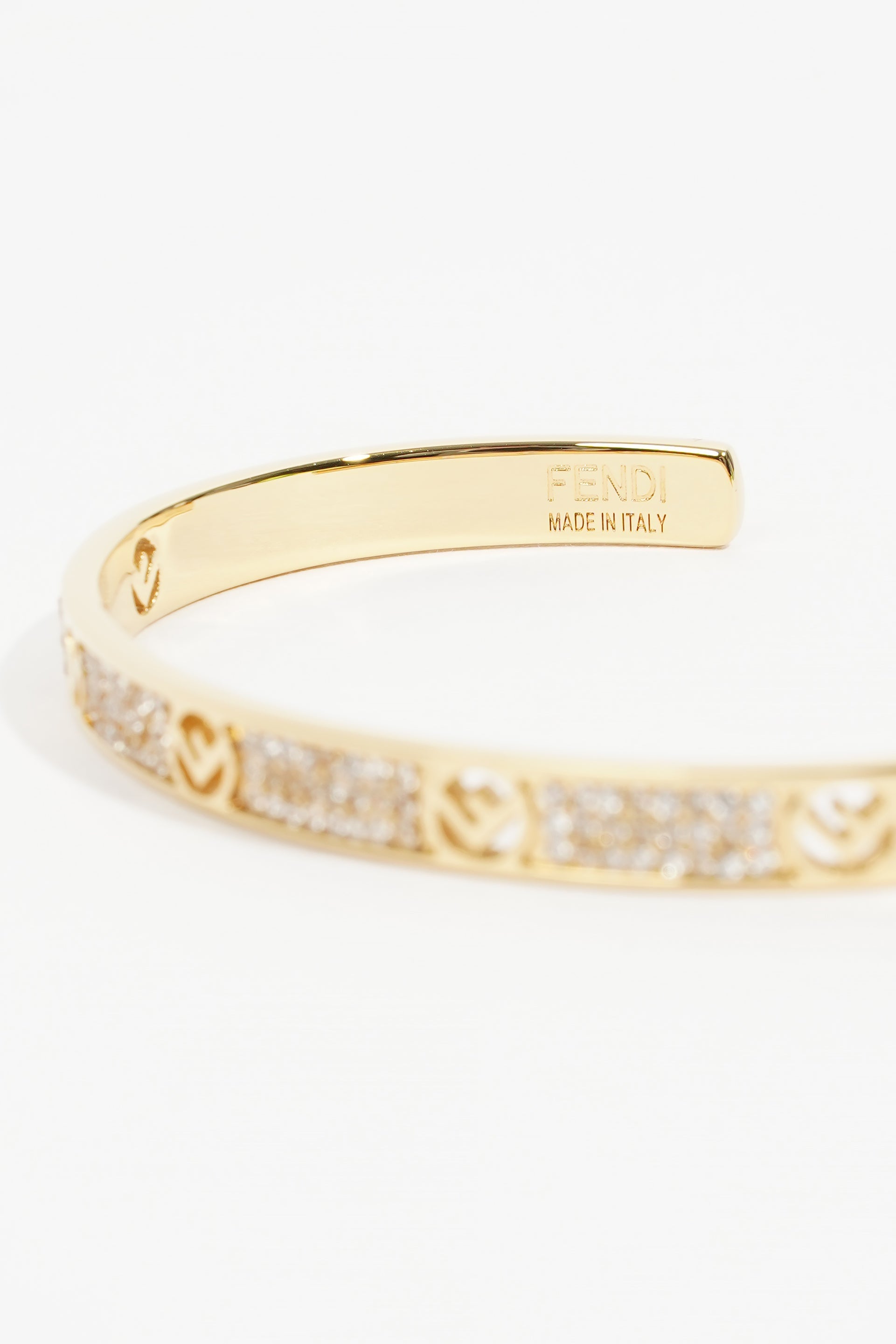 Fendi F Is Fendi Bracelet Gold Crystal Brass Medium