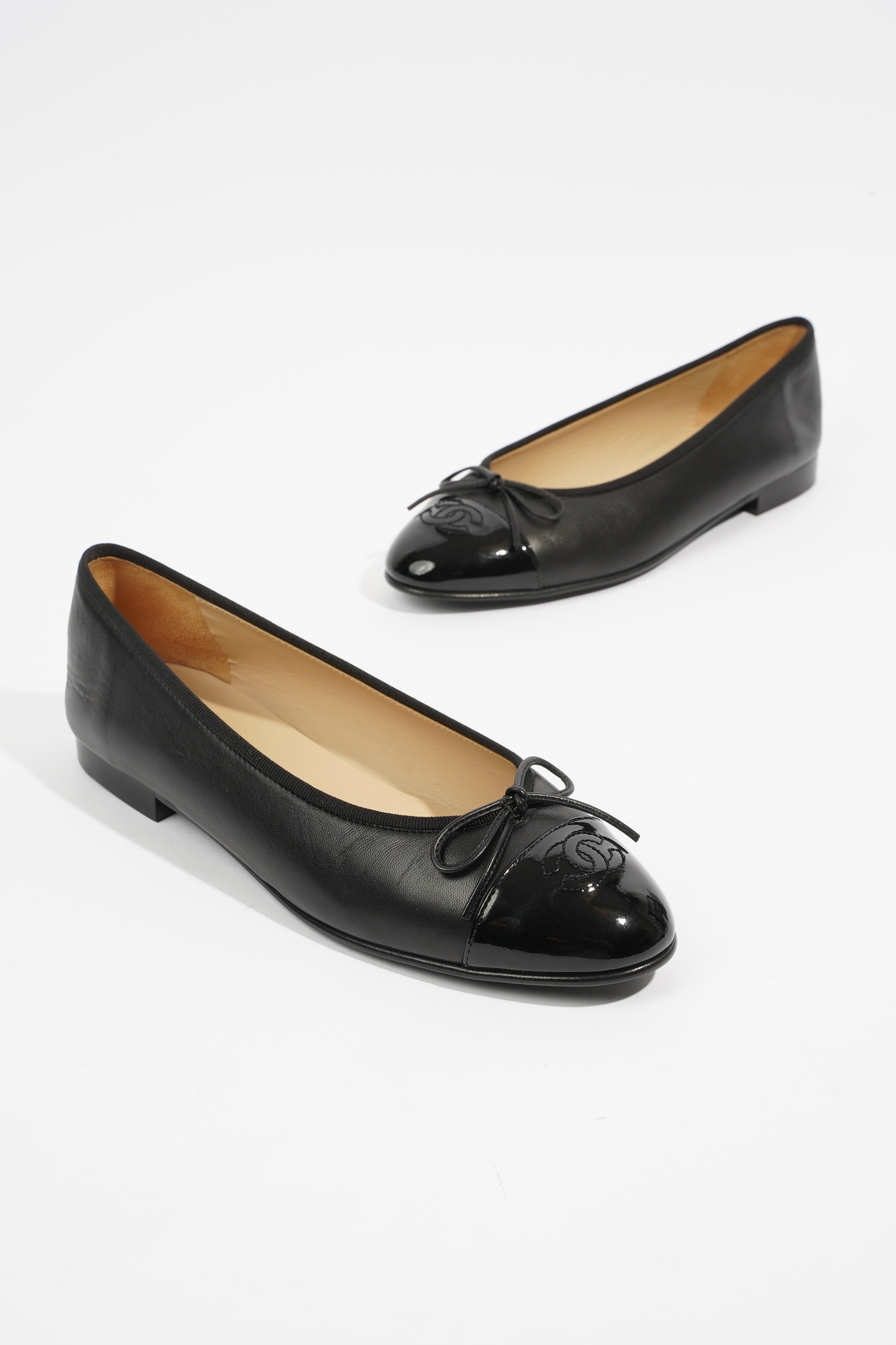 Chanel Patent Toe Ballet Flat Black Leather EU 40 UK 7