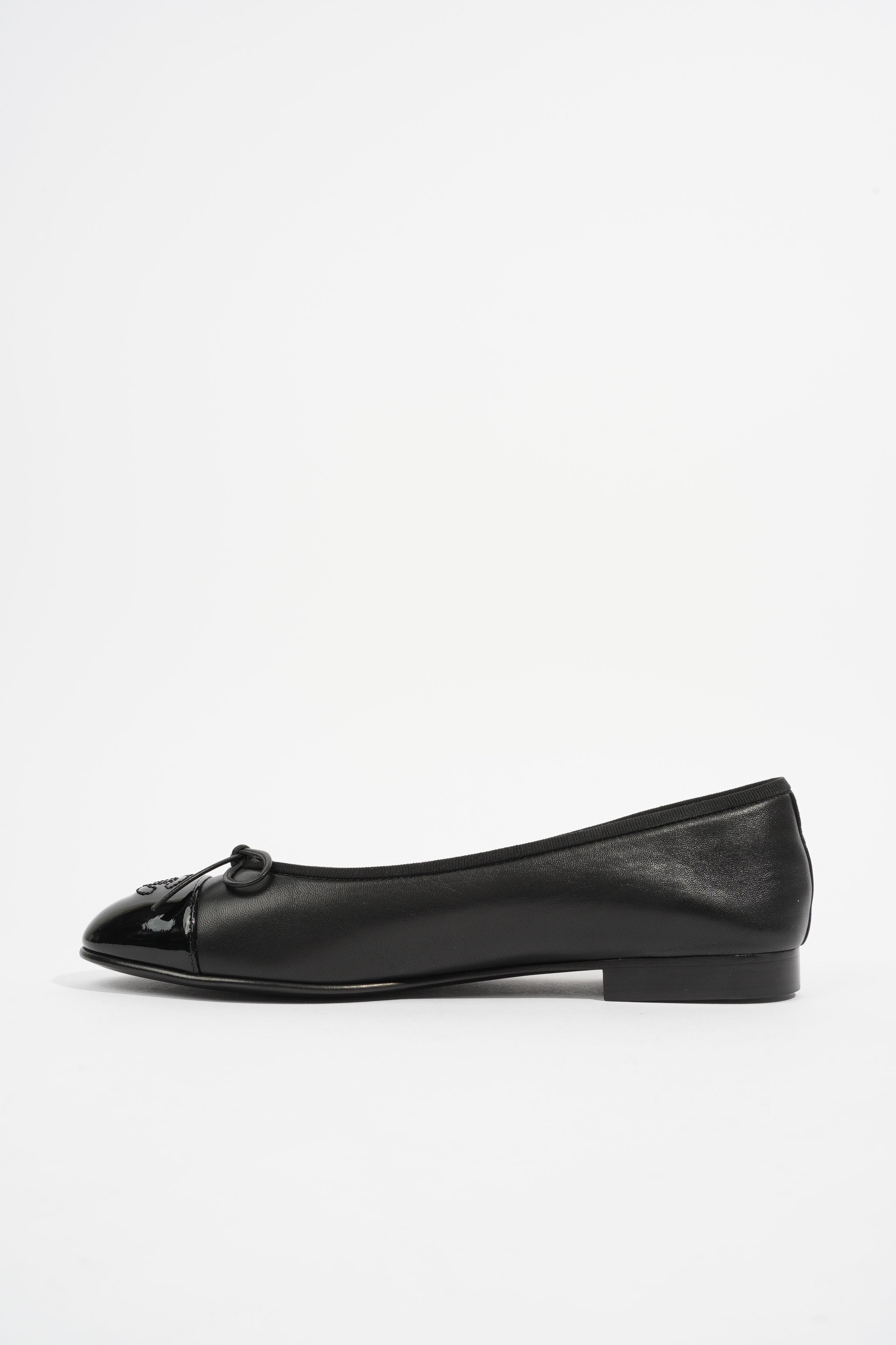Chanel Patent Toe Ballet Flat Black Leather EU 40 UK 7