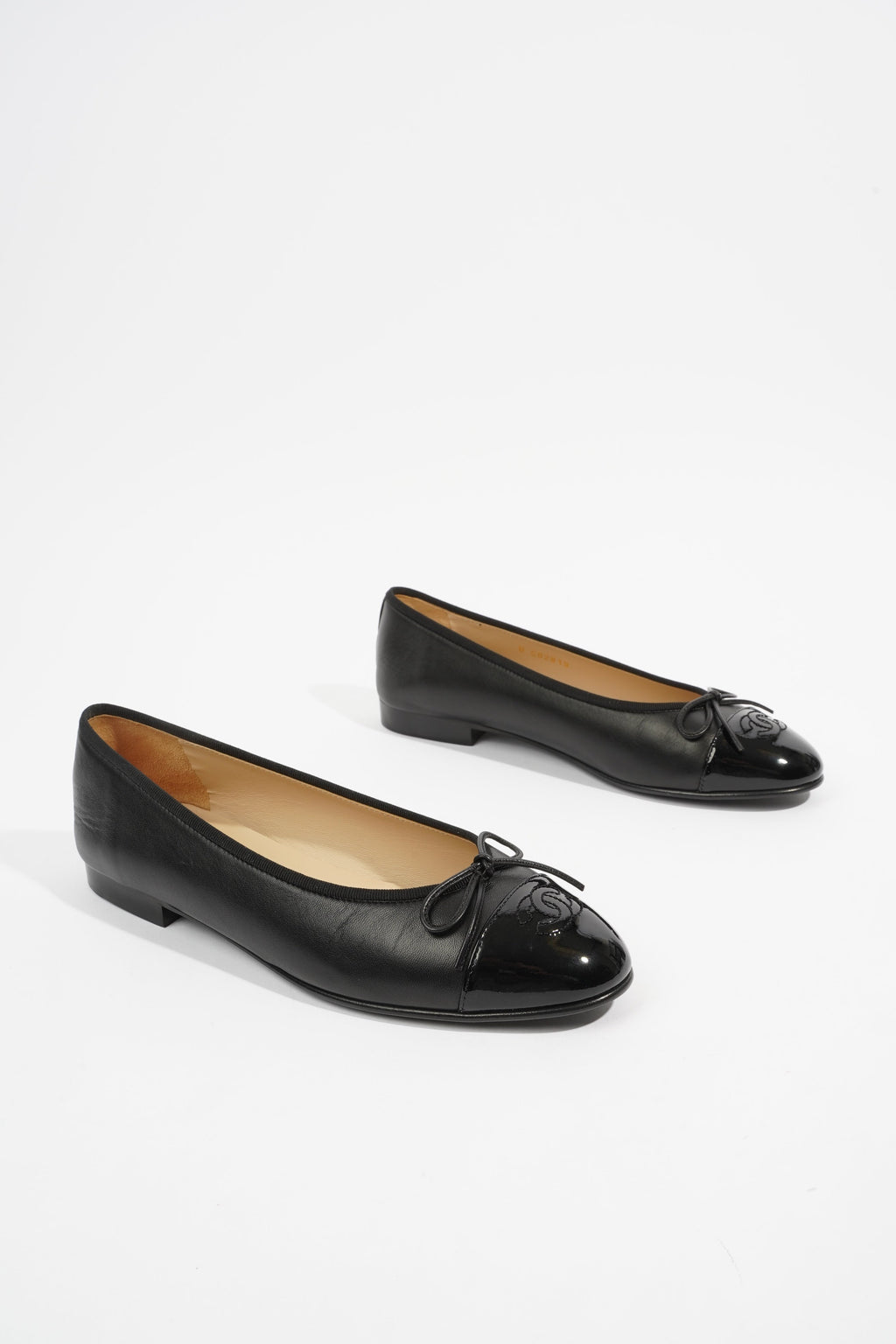 Chanel Patent Toe Ballet Flat Black Leather EU 40 UK 7