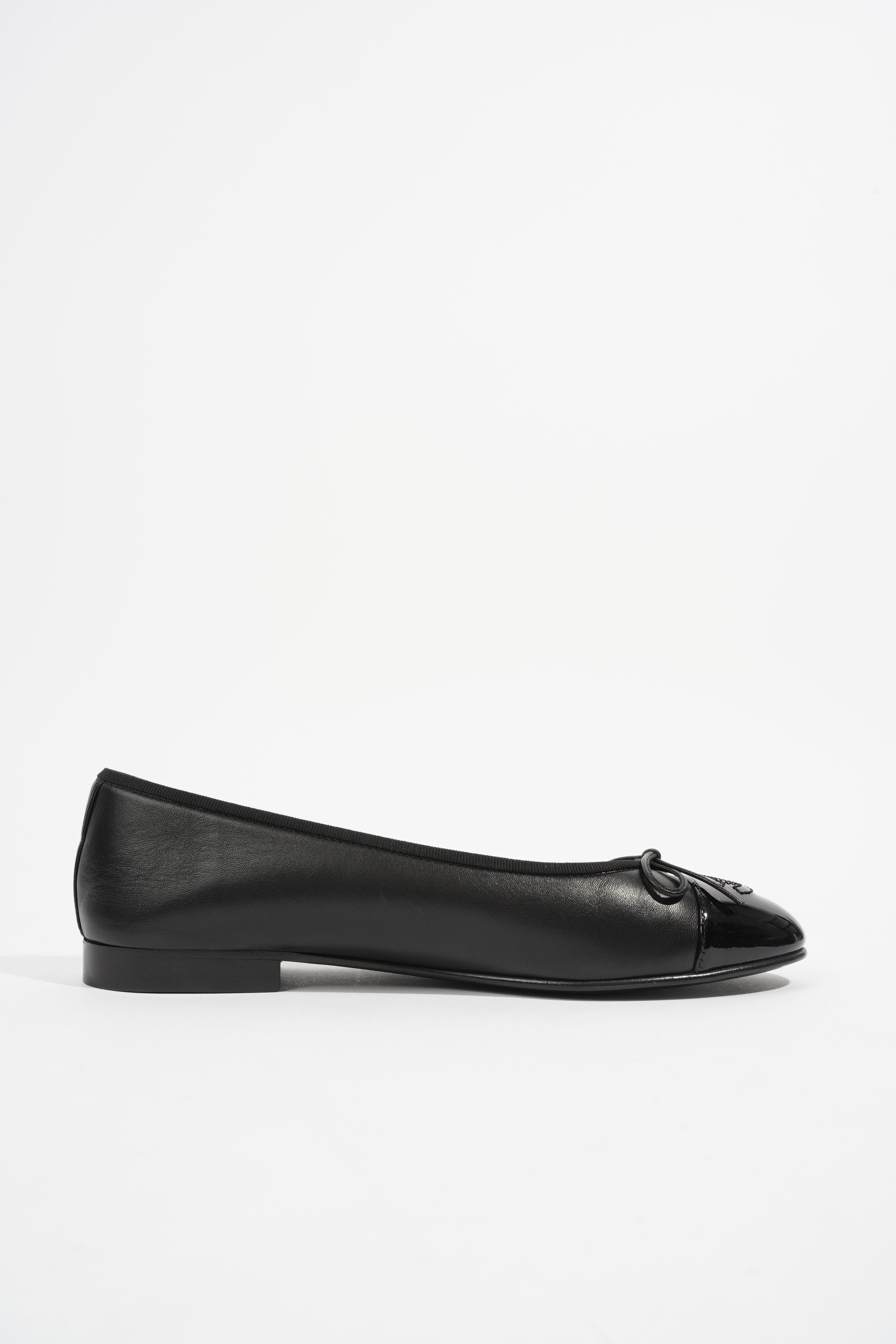 Chanel Patent Toe Ballet Flat Black Leather EU 40 UK 7