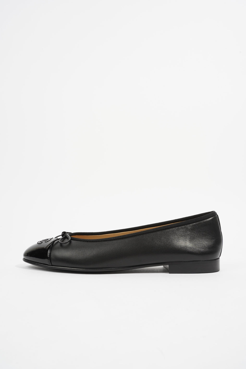 Chanel Patent Toe Ballet Flat Black Leather EU 40 UK 7