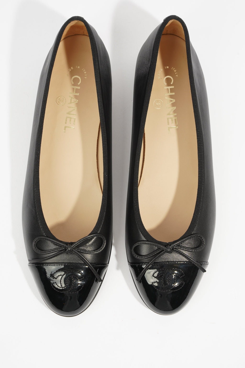 Chanel Patent Toe Ballet Flat Black Leather EU 40 UK 7