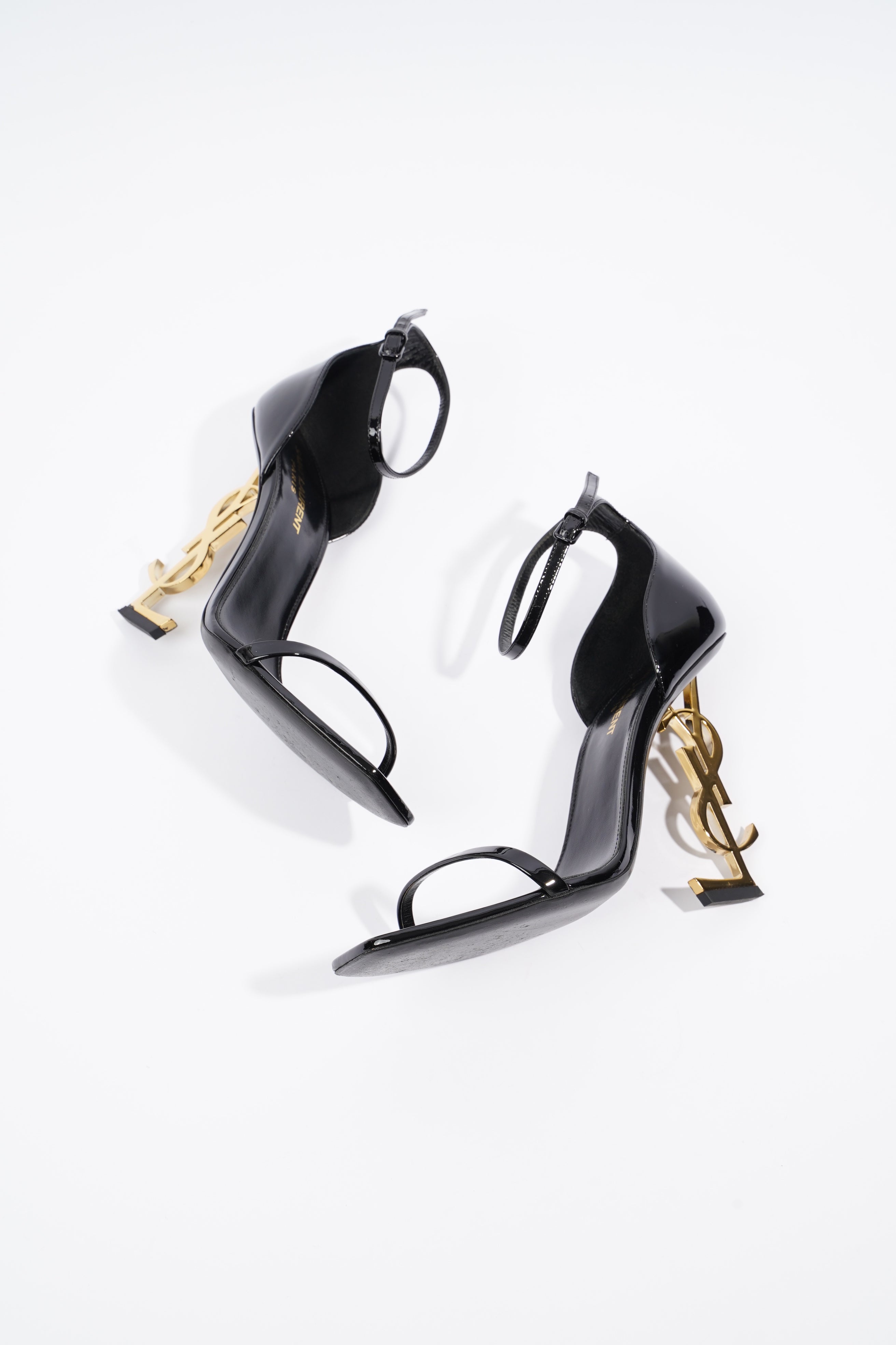 Saint Laurent Opyum 110 Black / Gold Patent Leather EU 39 UK 6