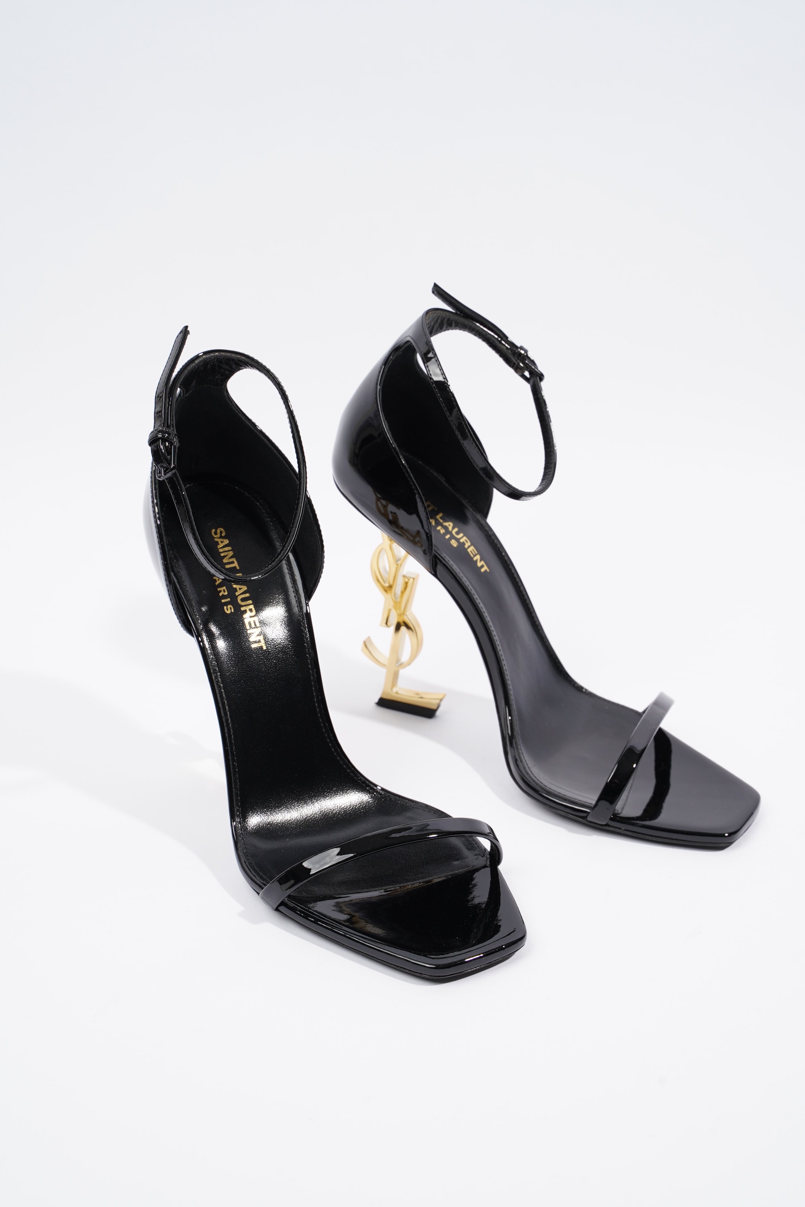 Saint Laurent Opyum 110 Black / Gold Patent Leather EU 39 UK 6