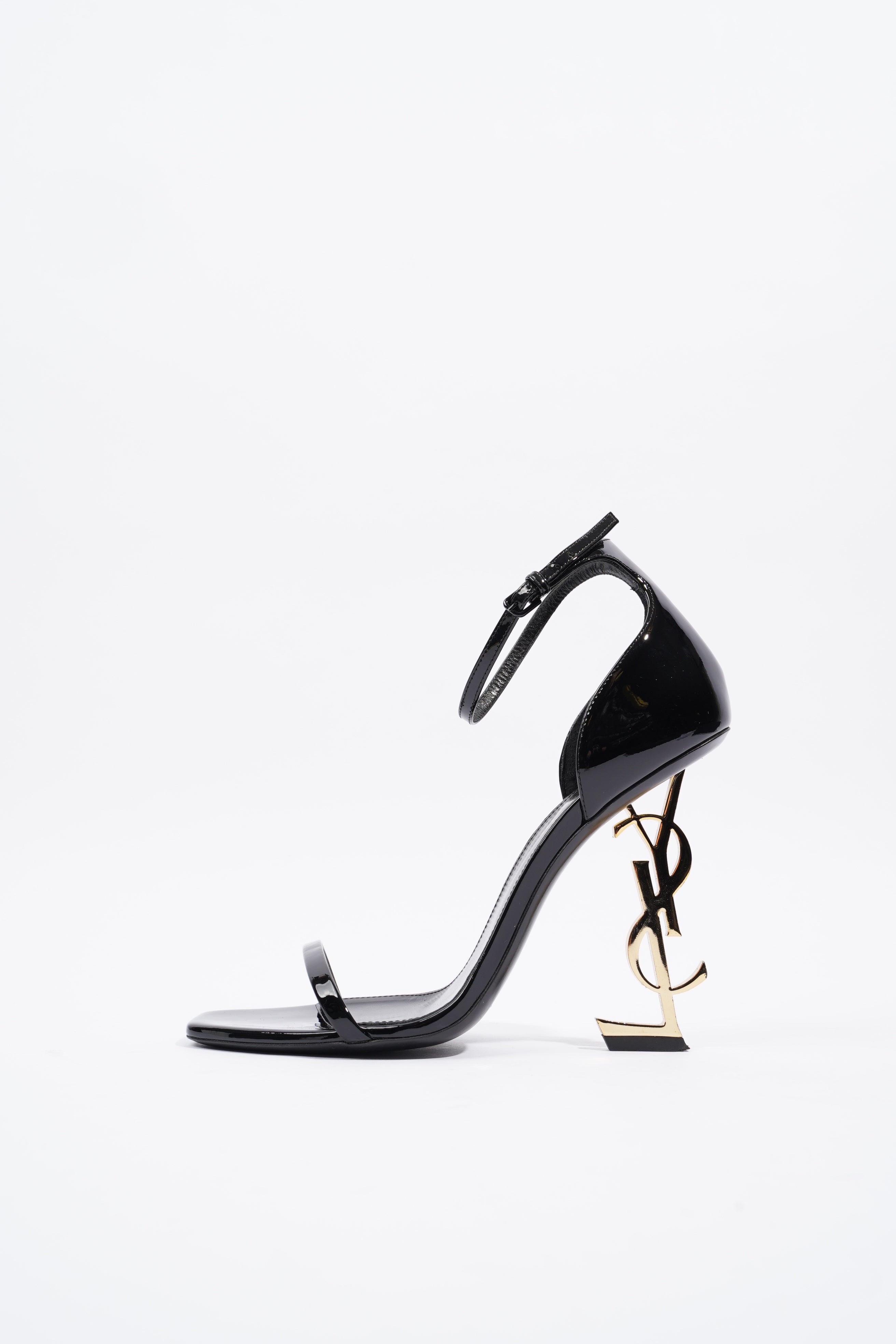 Saint Laurent Opyum 110 Black / Gold Patent Leather EU 39 UK 6