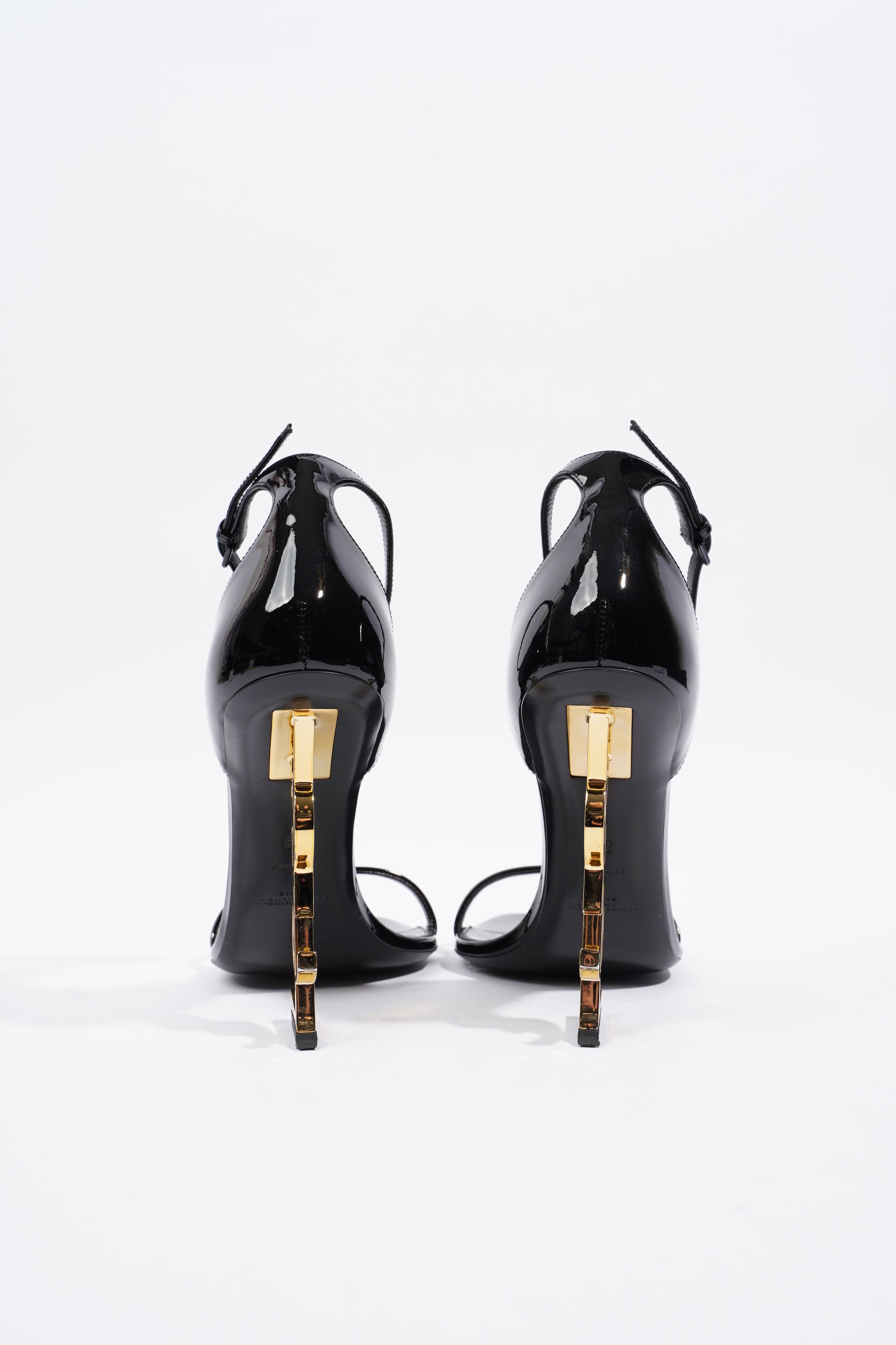 Saint Laurent Opyum 110 Black / Gold Patent Leather EU 39 UK 6