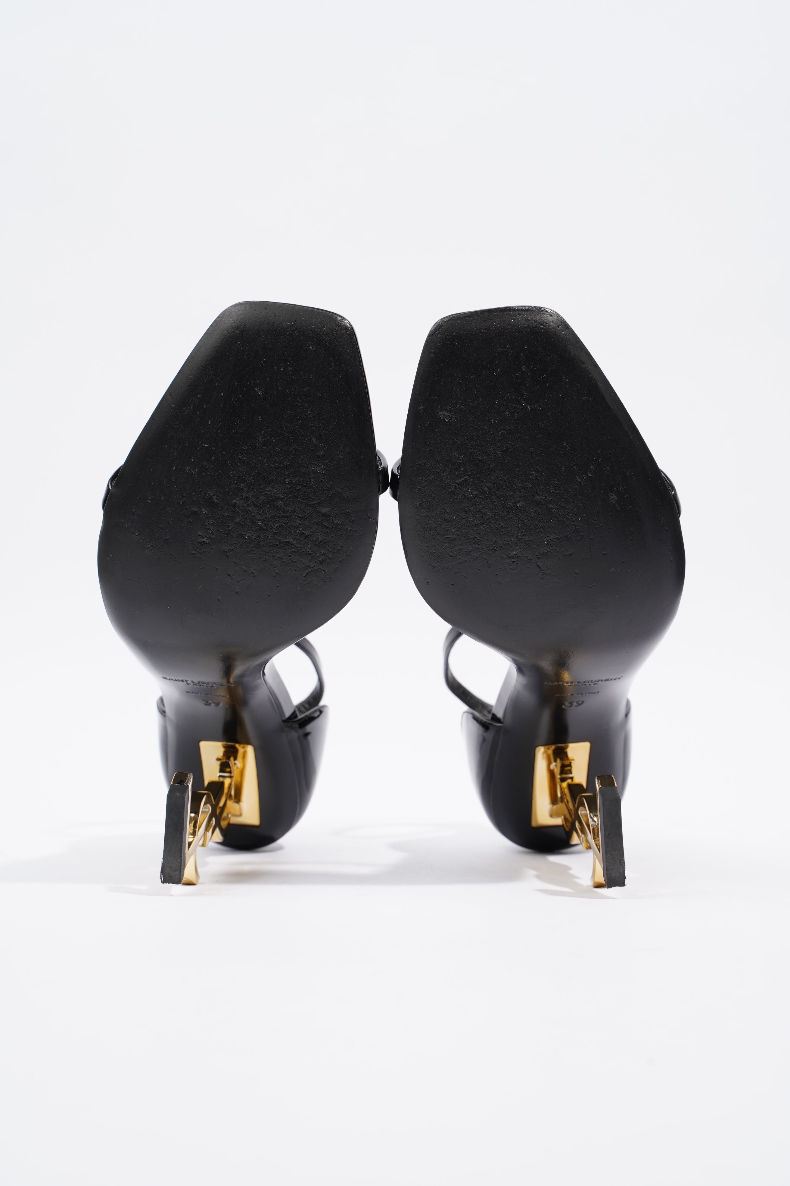 Saint Laurent Opyum 110 Black / Gold Patent Leather EU 39 UK 6