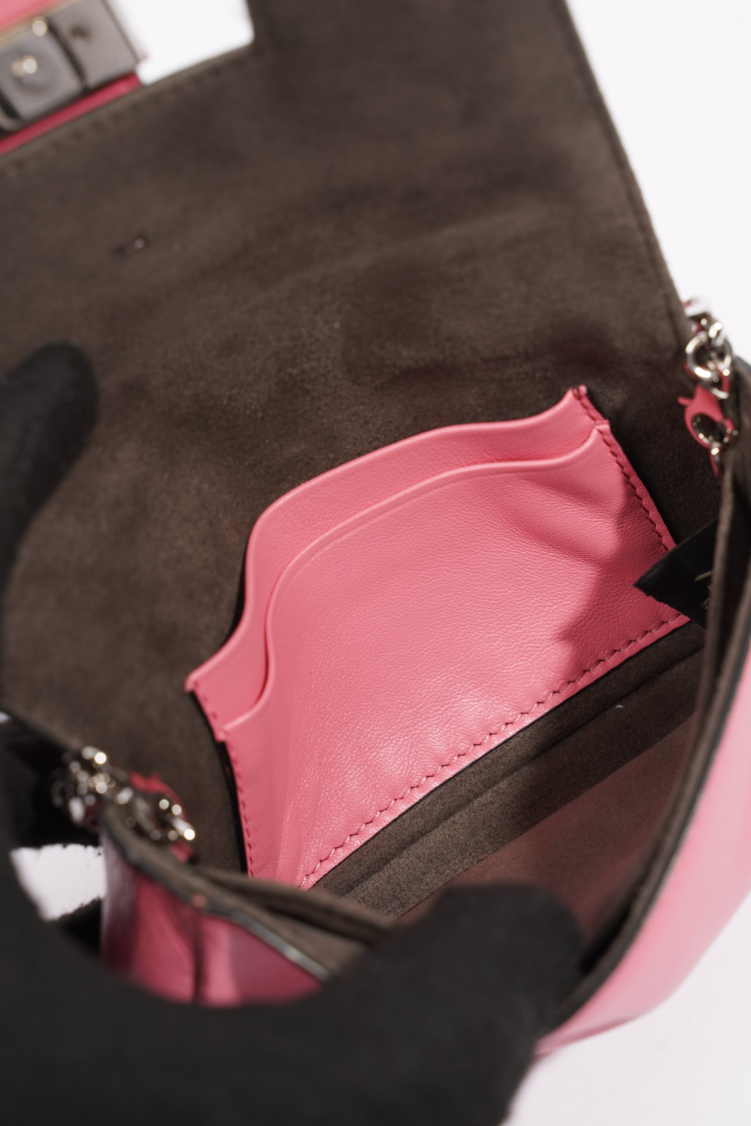 Fendi Micro Monster Baguette Pink Calfskin Leather