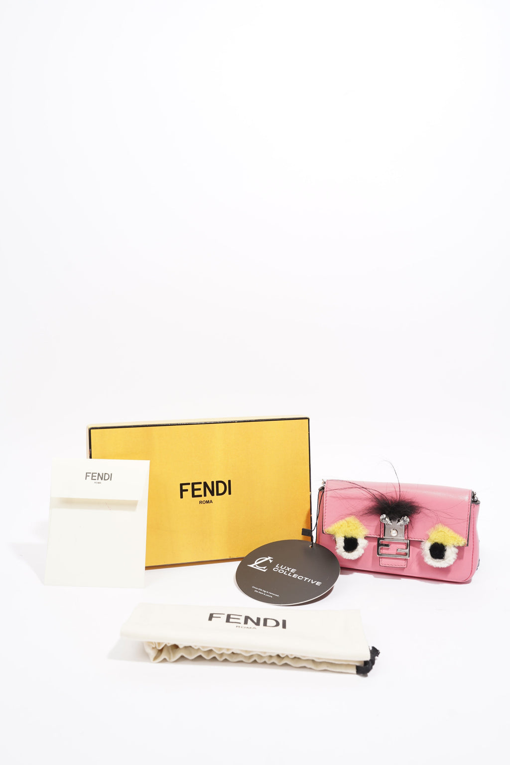 Fendi Micro Monster Baguette Pink Calfskin Leather