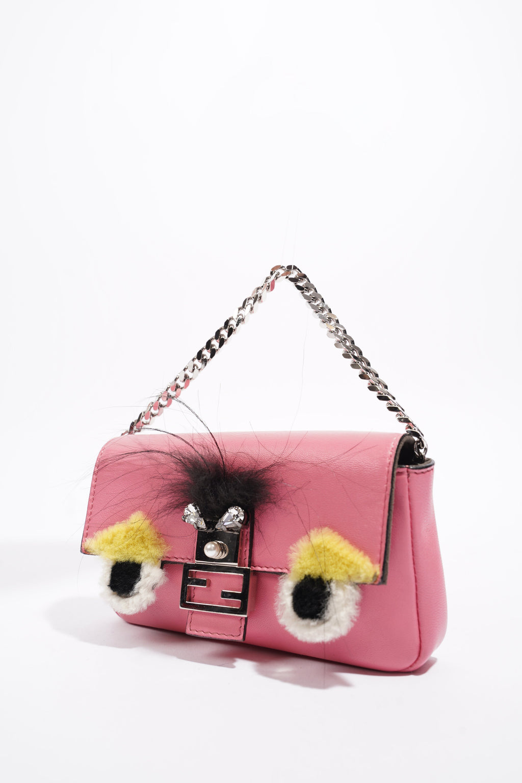 Fendi Micro Monster Baguette Pink Calfskin Leather