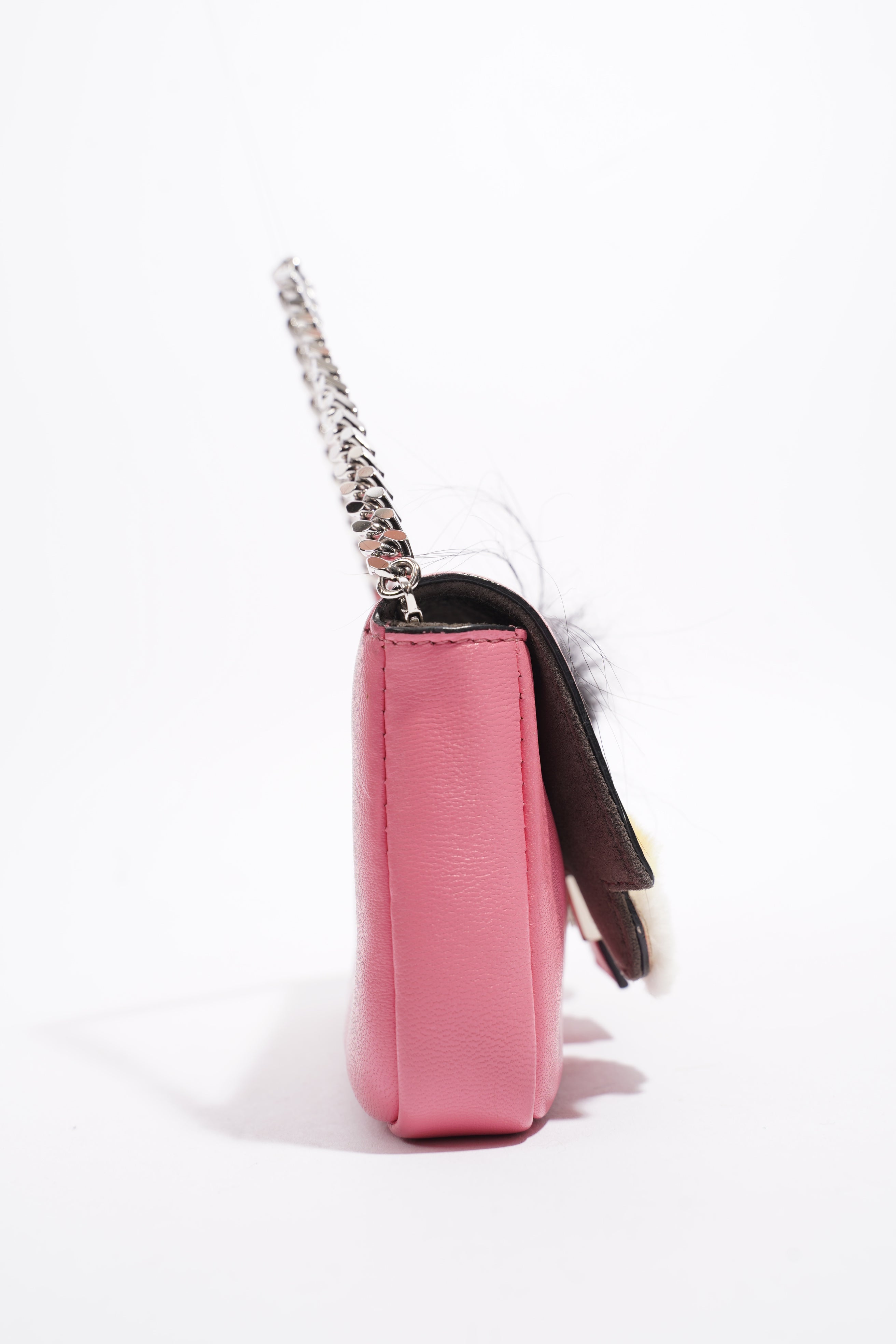 Fendi Micro Monster Baguette Pink Calfskin Leather
