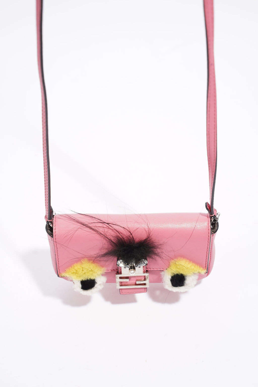 Fendi Micro Monster Baguette Pink Calfskin Leather