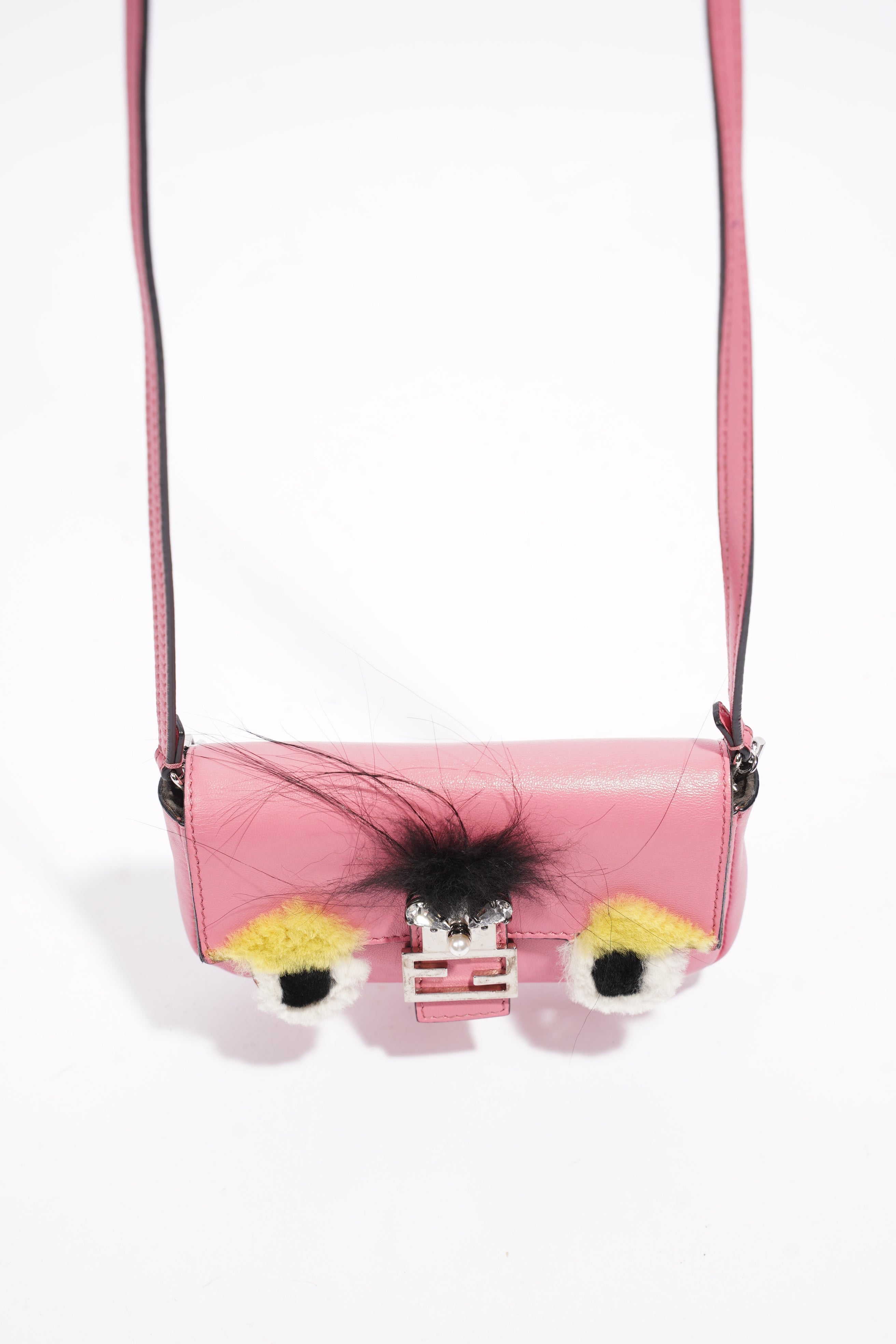 Fendi Micro Monster Baguette Pink Calfskin Leather