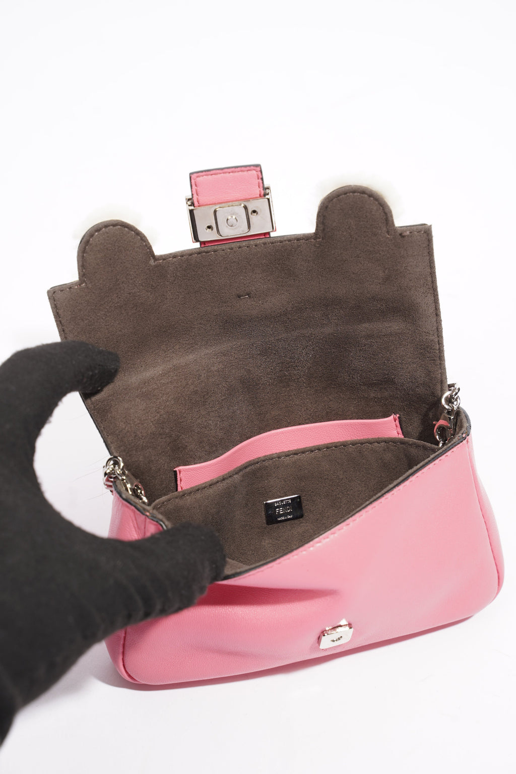 Fendi Micro Monster Baguette Pink Calfskin Leather