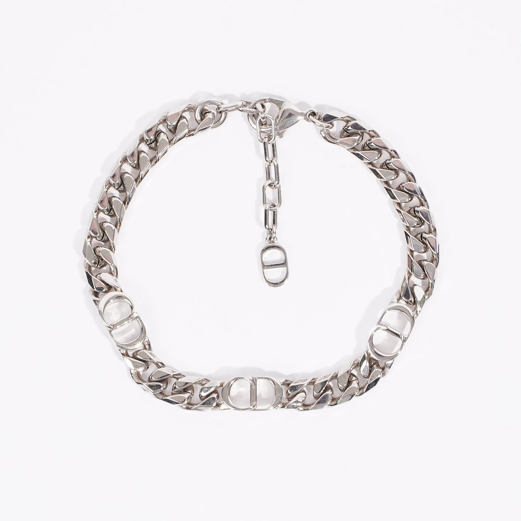 Christian Dior CD Iconic Thin Chain Link Bracelet Silver Base Metal