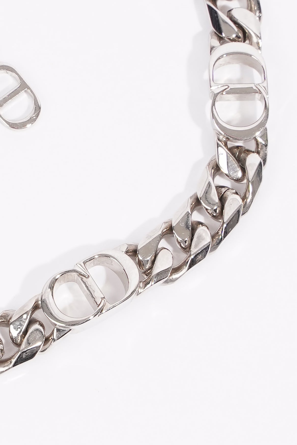 Christian Dior CD Iconic Thin Chain Link Bracelet Silver Base Metal