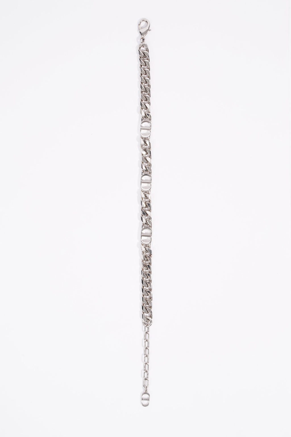 Christian Dior CD Iconic Thin Chain Link Bracelet Silver Base Metal