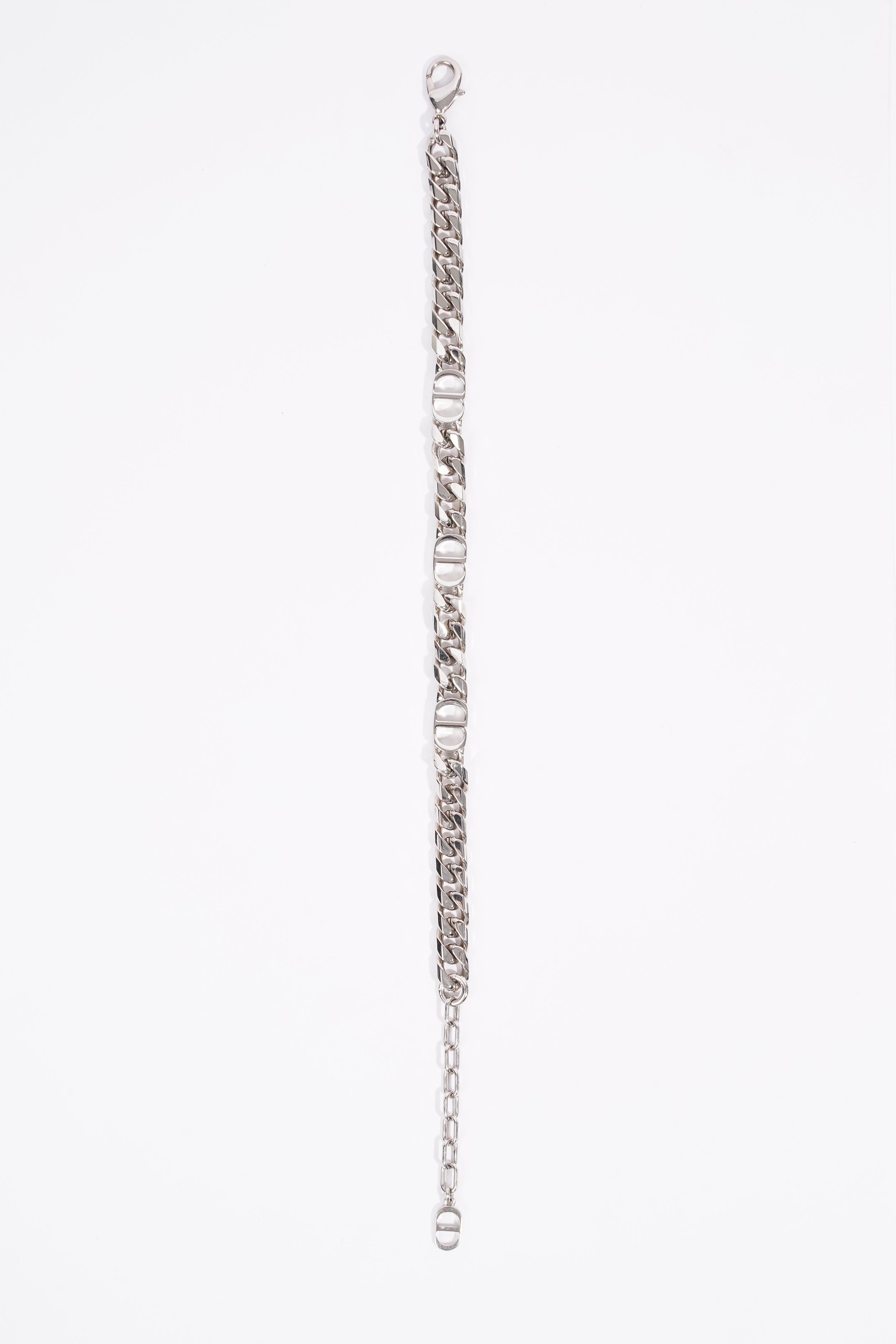 Christian Dior CD Iconic Thin Chain Link Bracelet Silver Base Metal