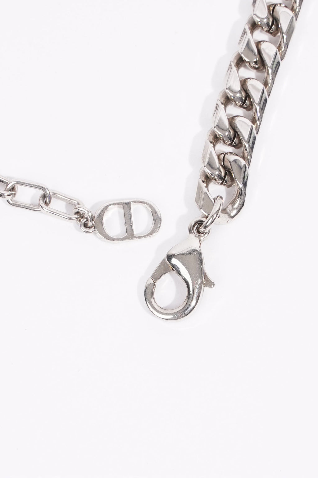Christian Dior CD Iconic Thin Chain Link Bracelet Silver Base Metal