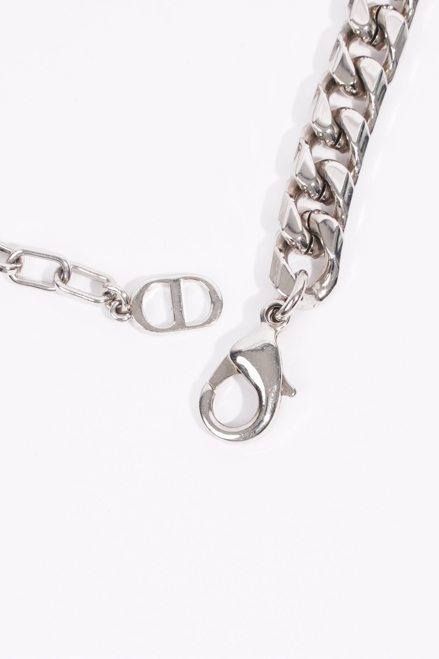 Christian Dior CD Iconic Thin Chain Link Bracelet Silver Base Metal