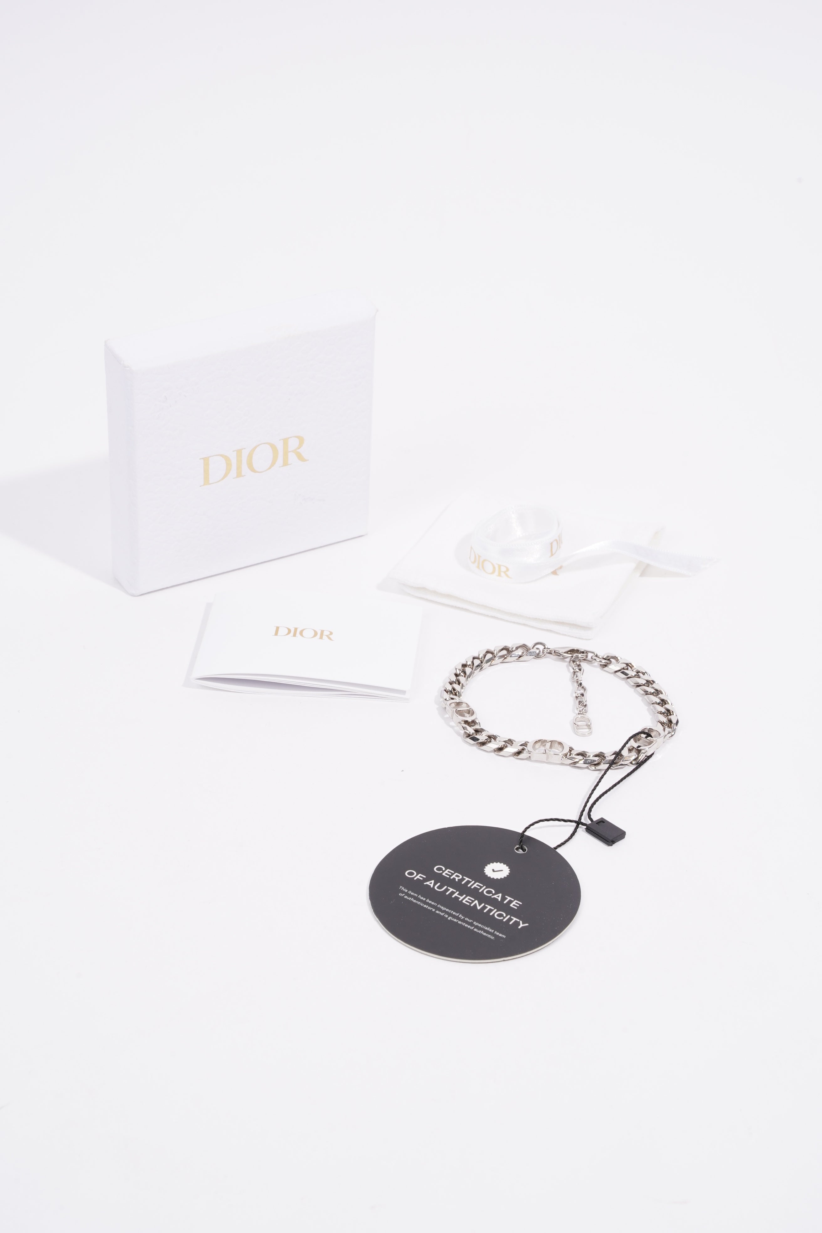 Christian Dior CD Iconic Thin Chain Link Bracelet Silver Base Metal