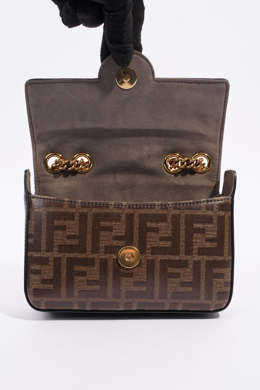 Fendi Double F Bag Brown / Black Coated Canvas Mini