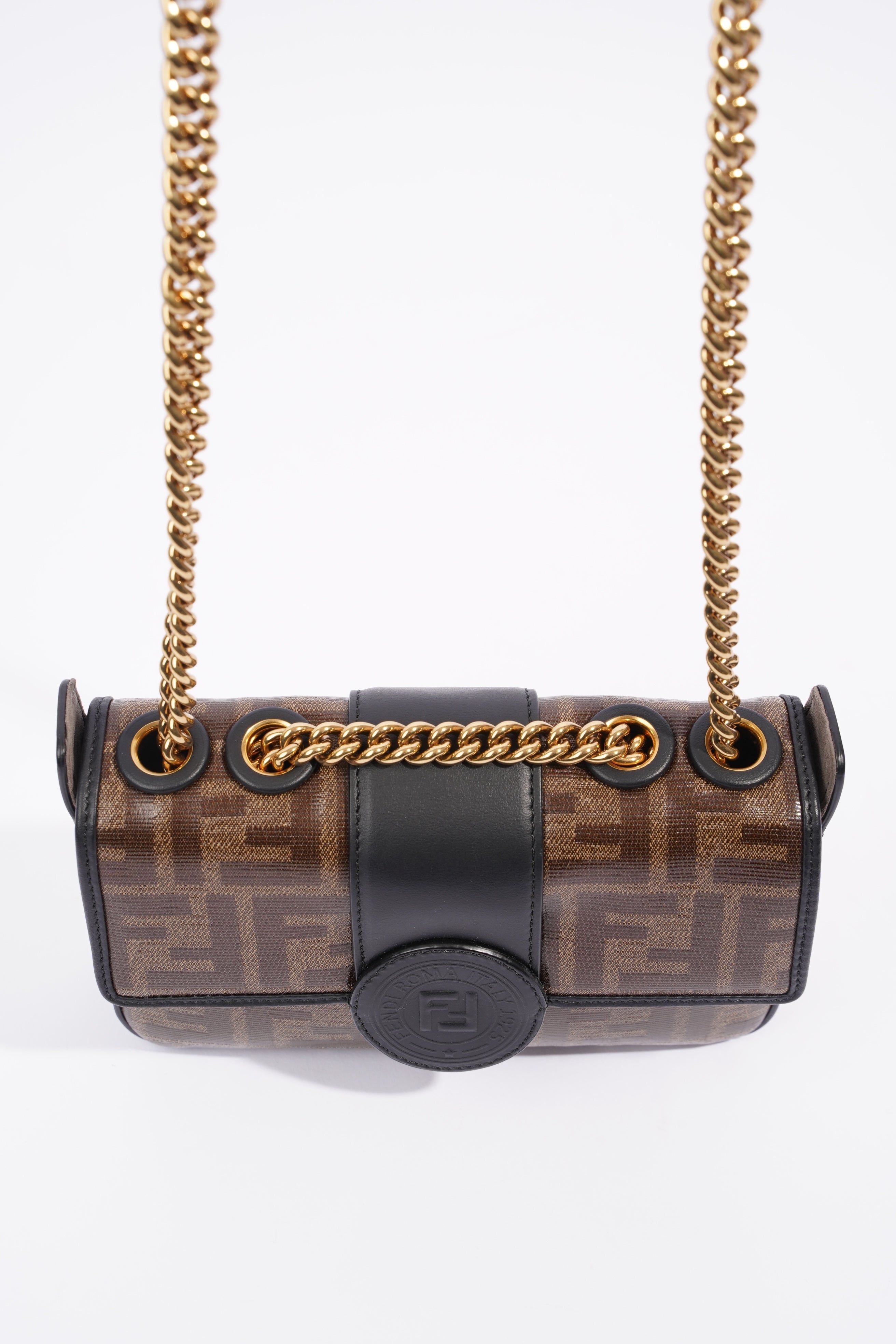 Fendi Double F Bag Brown / Black Coated Canvas Mini