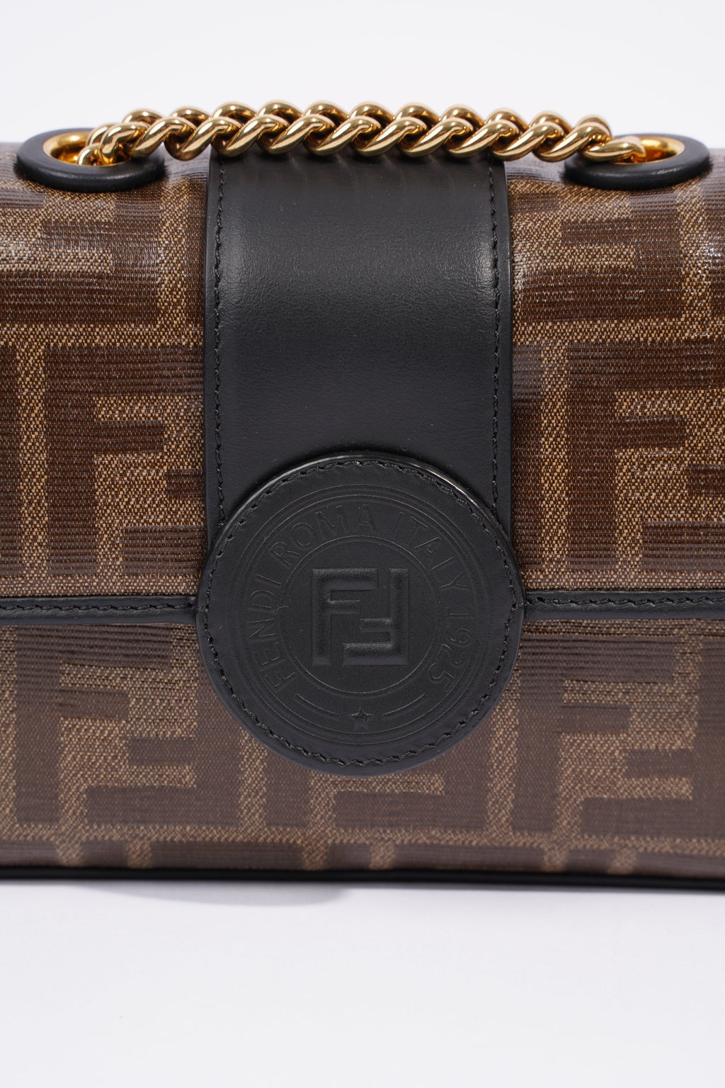 Fendi Double F Bag Brown / Black Coated Canvas Mini
