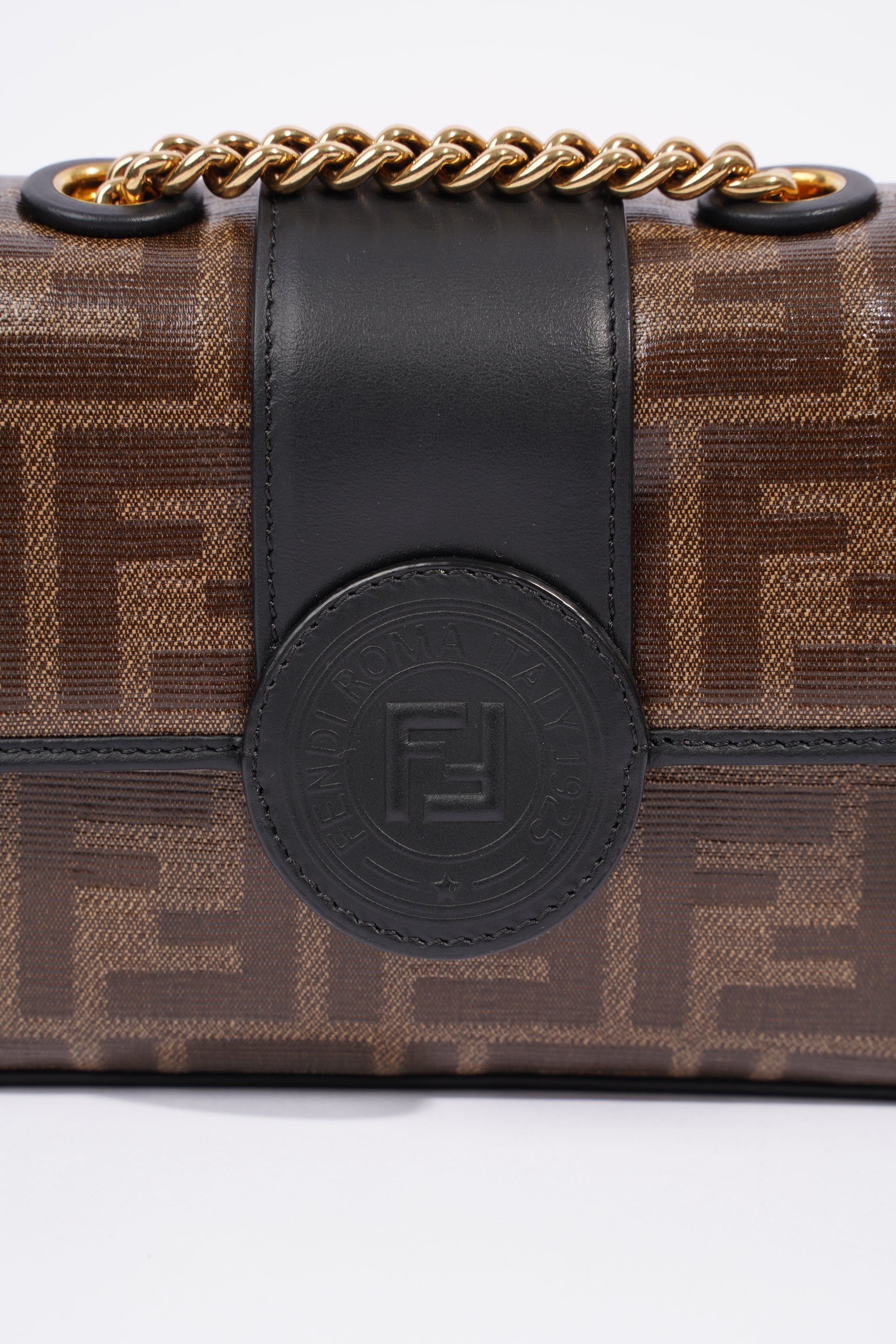 Fendi Double F Bag Brown / Black Coated Canvas Mini