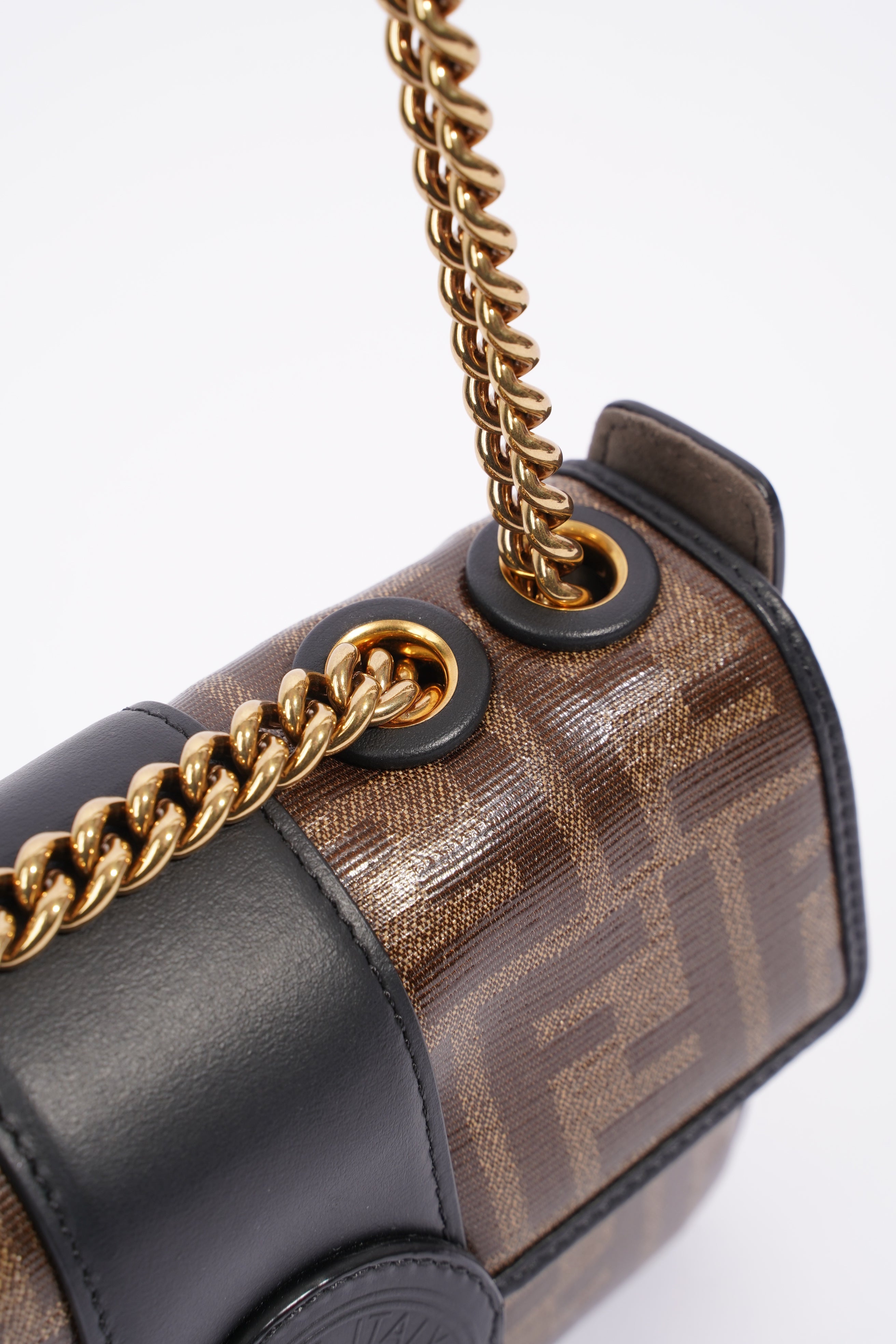 Fendi Double F Bag Brown / Black Coated Canvas Mini