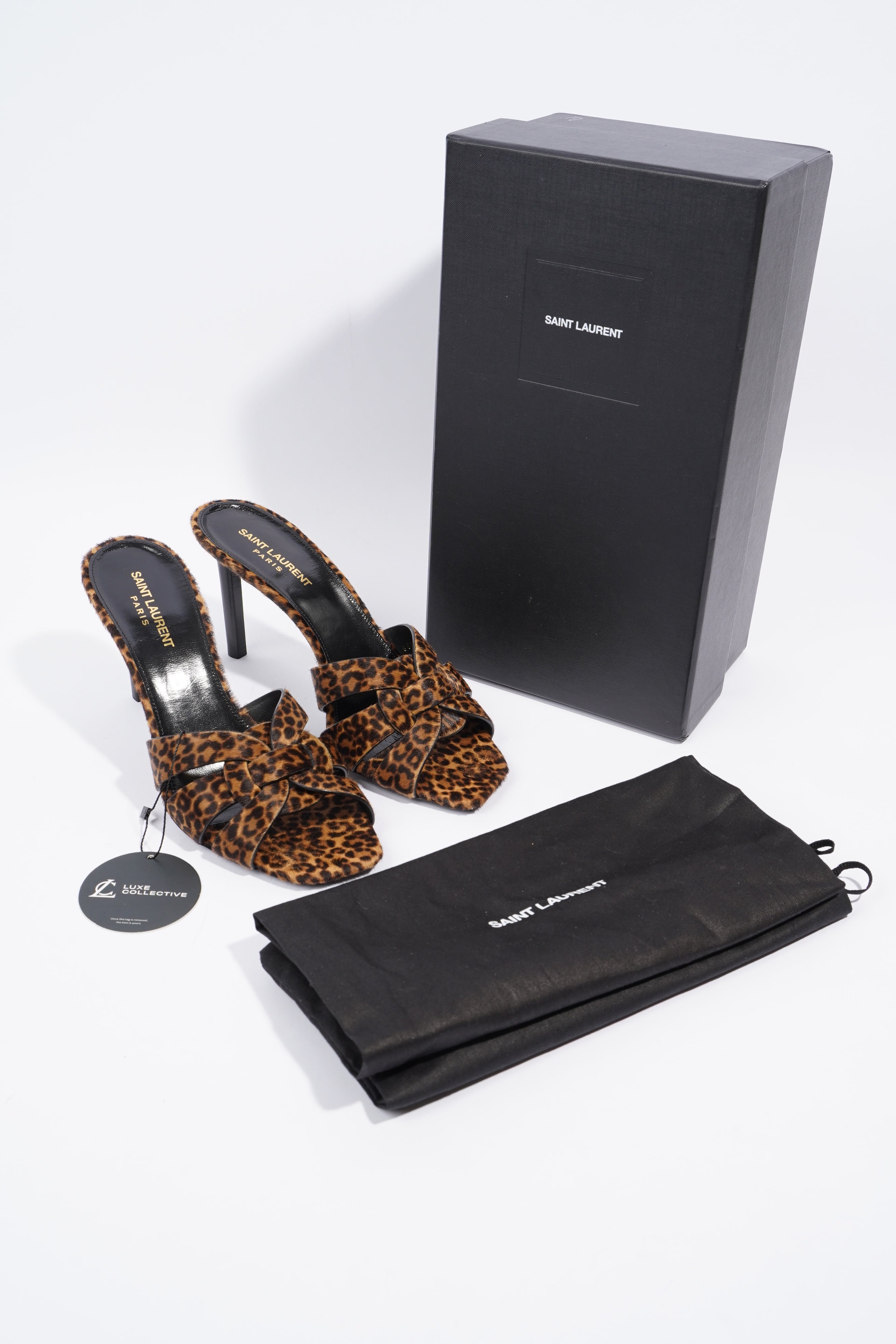 Saint Laurent Tribute Mule 90 Leopard Print Leather EU 40 UK 7