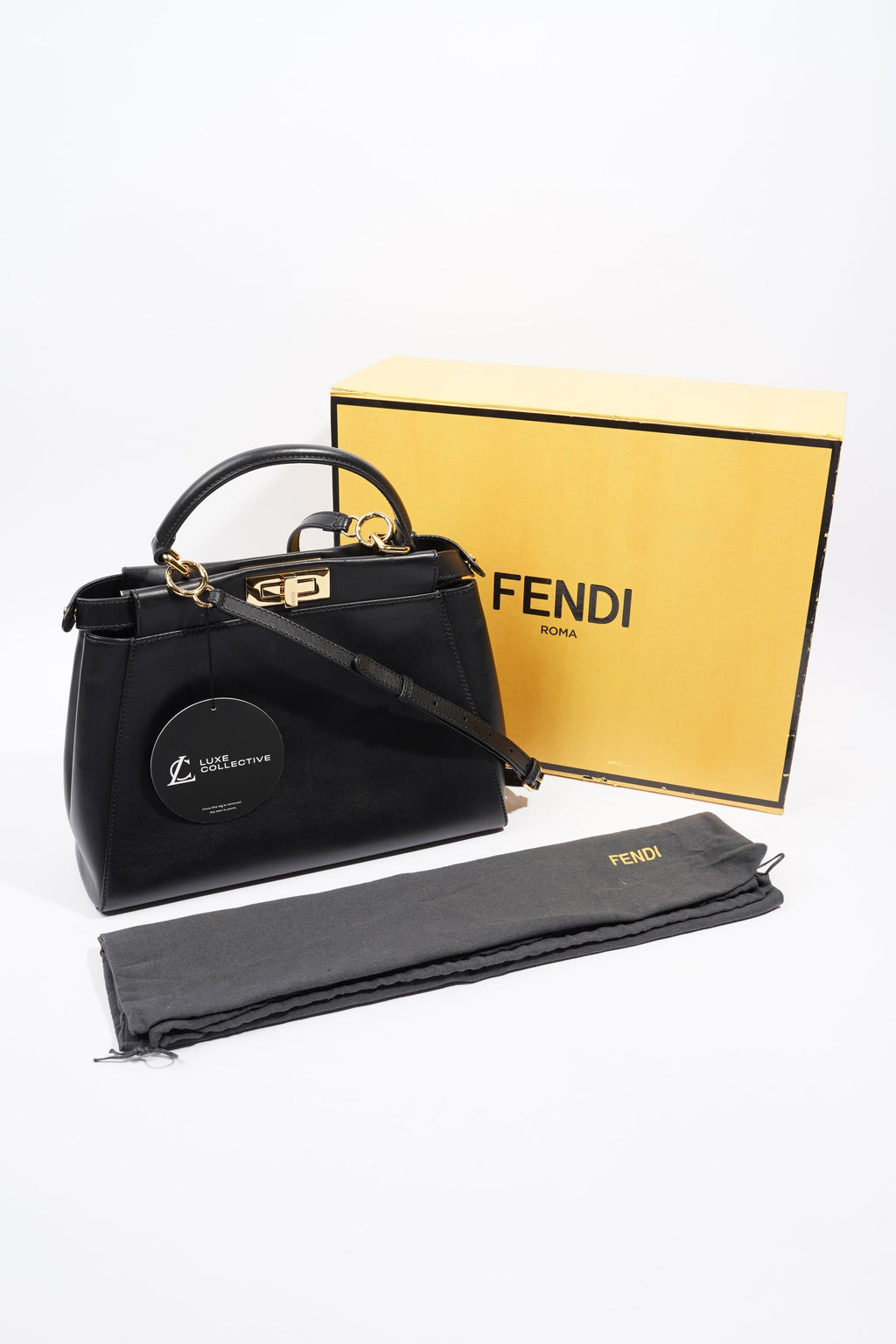 Fendi Peekaboo Top Handle Black Leather Medium