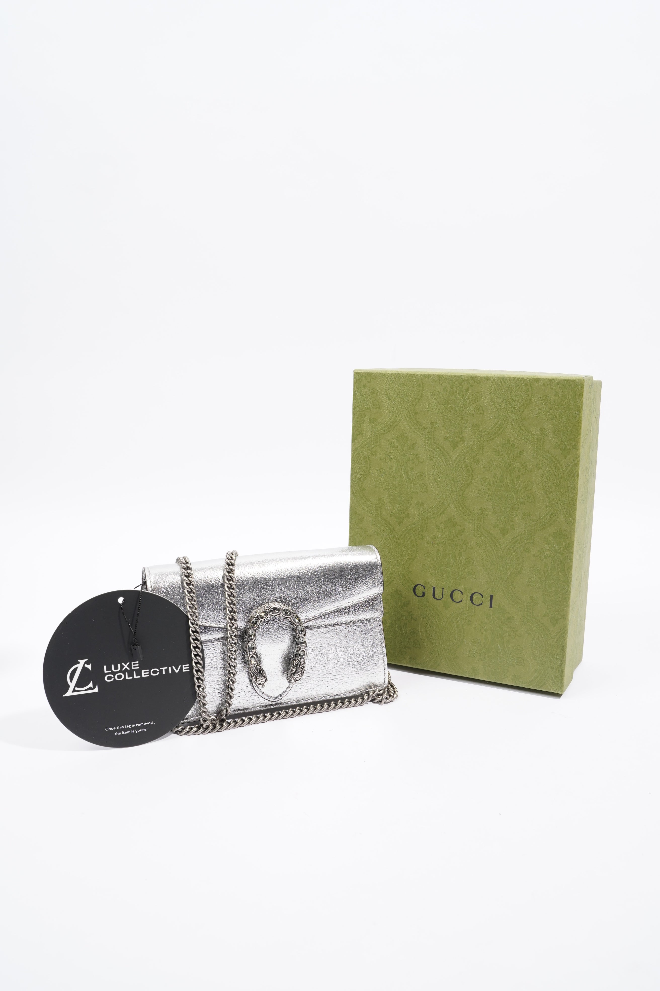 Gucci Dionysus Silver Leather Super Mini