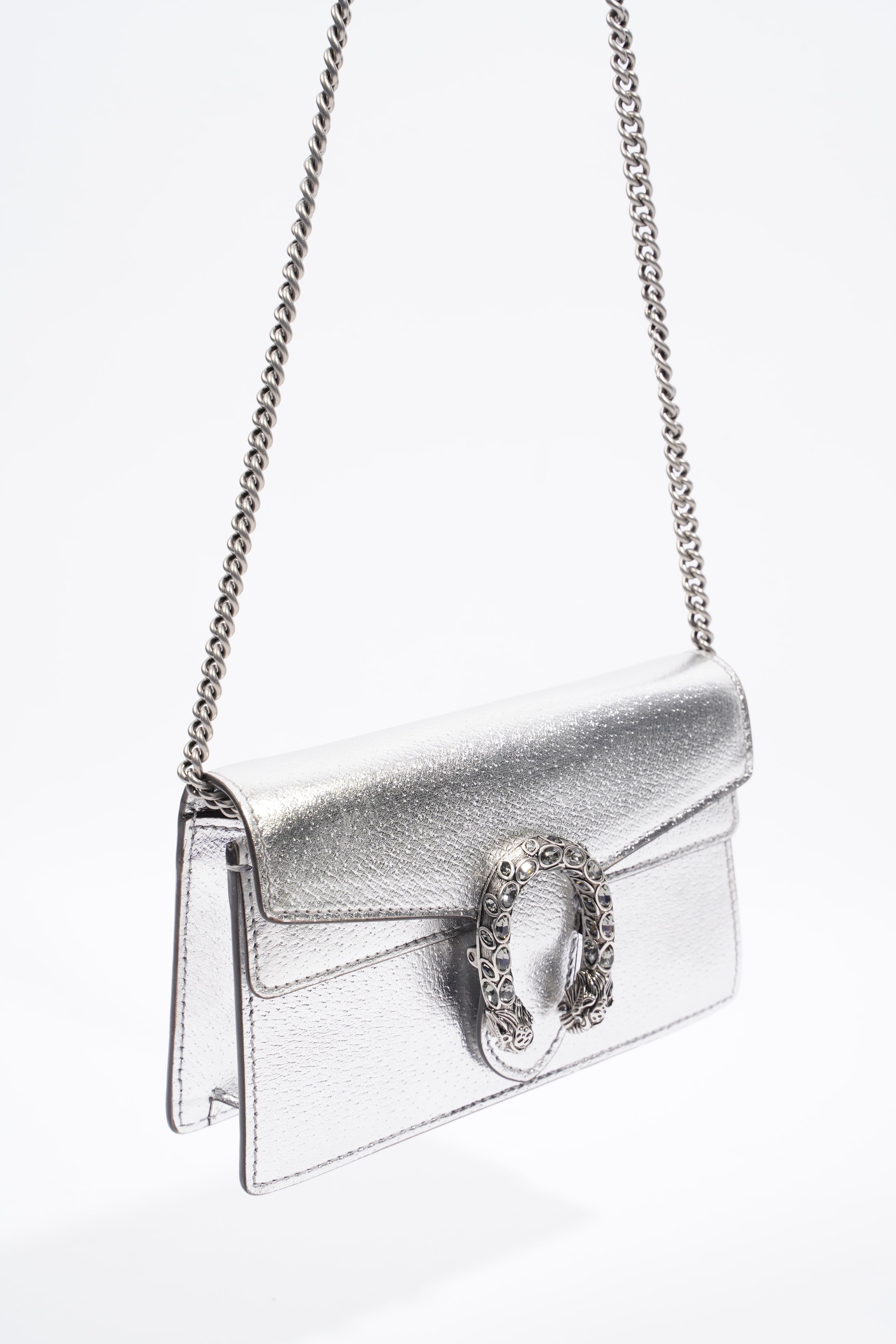 Gucci Dionysus Silver Leather Super Mini
