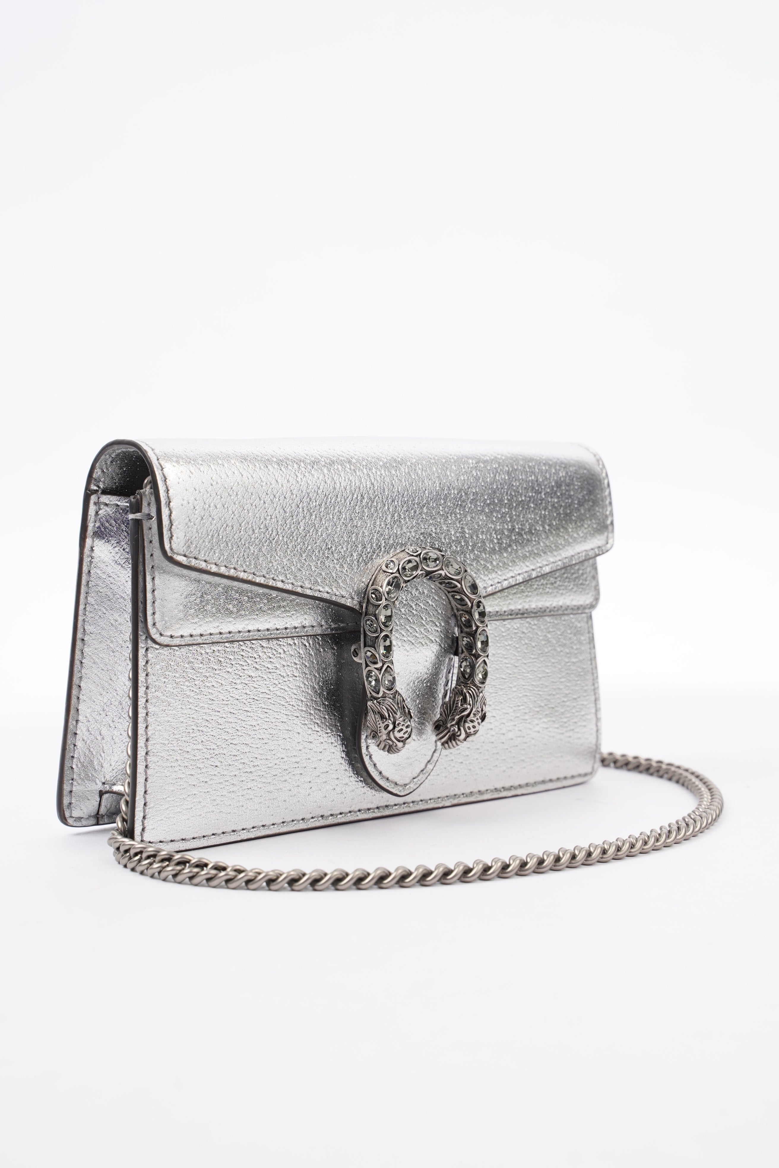 Gucci Dionysus Silver Leather Super Mini