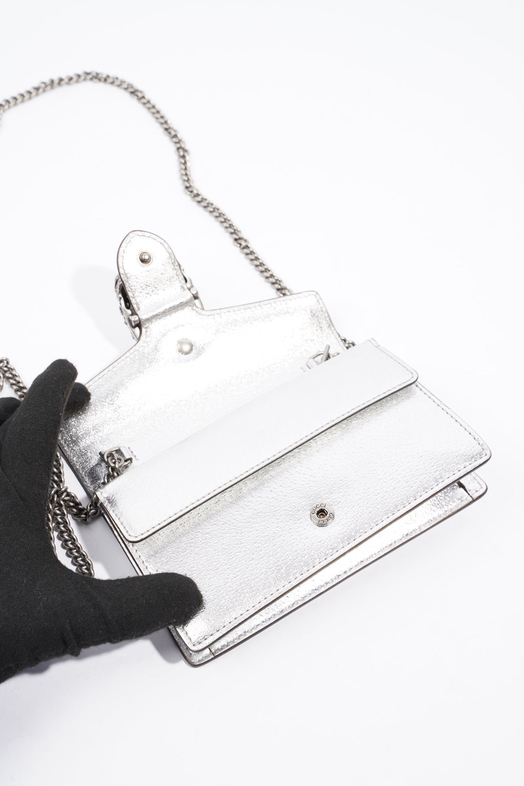 Gucci Dionysus Silver Leather Super Mini