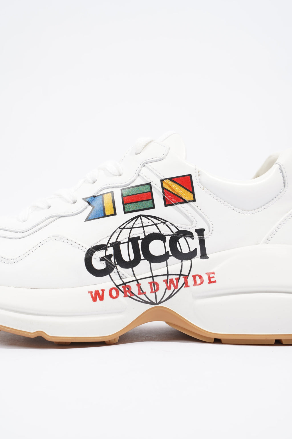 Gucci Rhyton 'Worldwide' Logo White Leather EU 37.5 UK 4.5