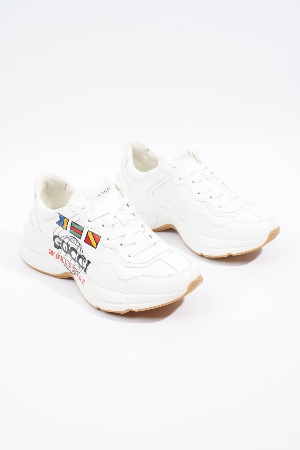 Gucci Rhyton 'Worldwide' Logo White Leather EU 37.5 UK 4.5