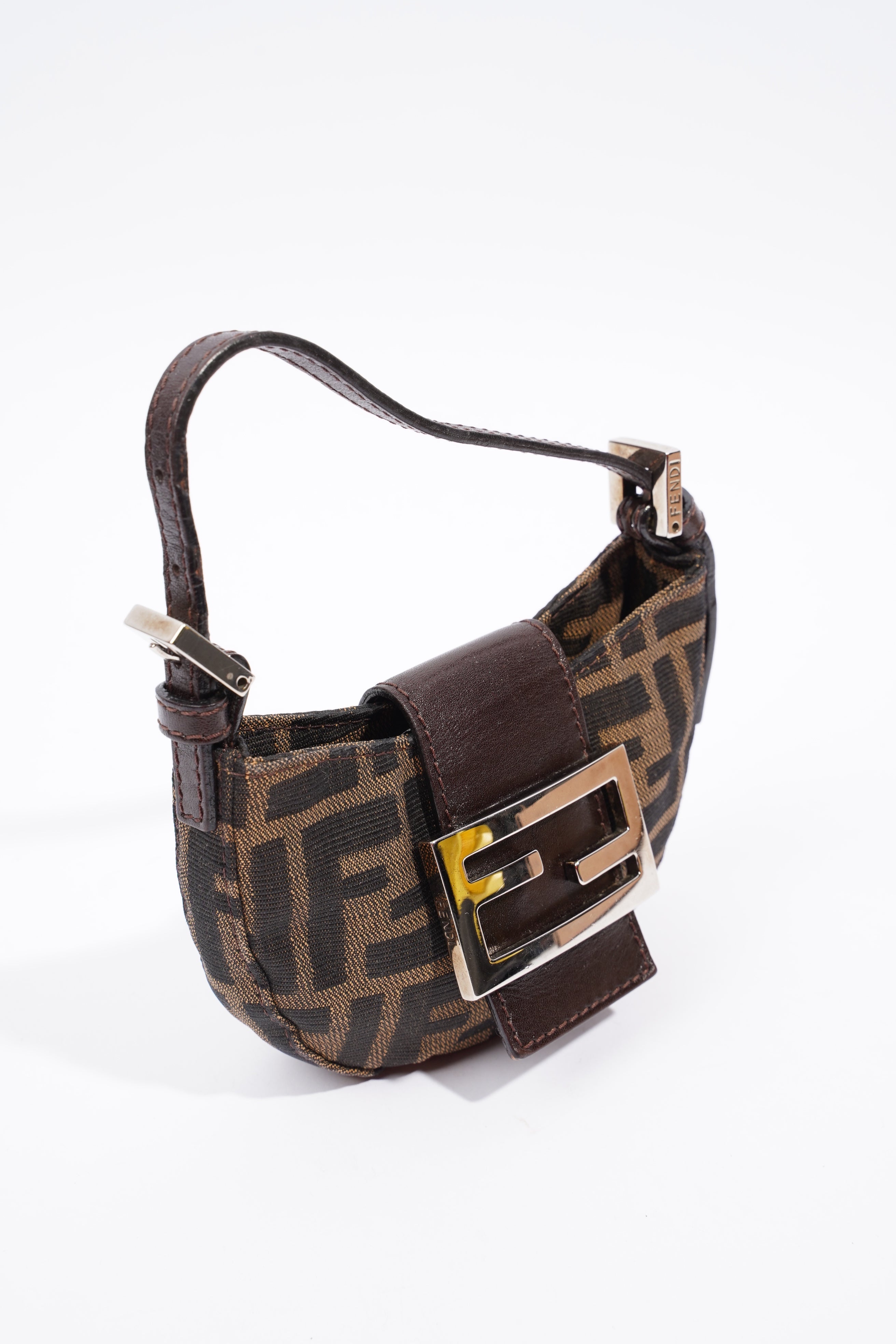 Fendi Mini Zucca Croissant Brown/Black Monogram Canvas