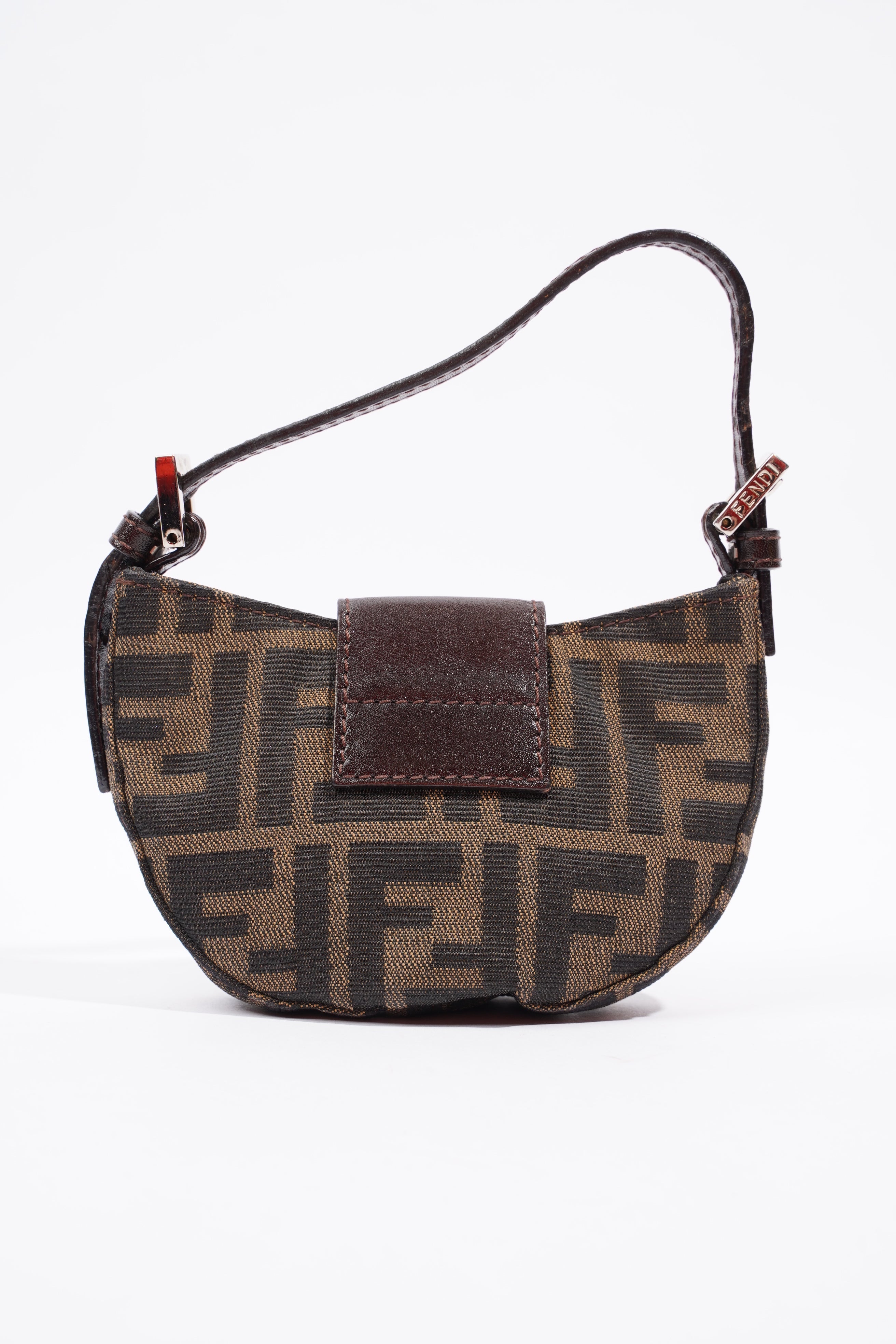 Fendi Mini Zucca Croissant Brown/Black Monogram Canvas
