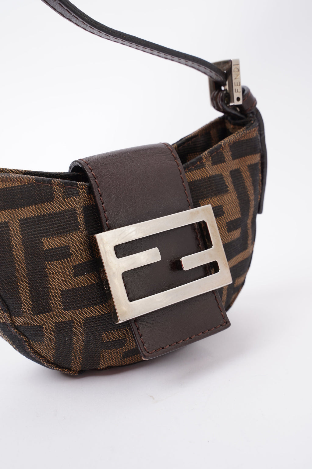 Fendi Mini Zucca Croissant Brown/Black Monogram Canvas