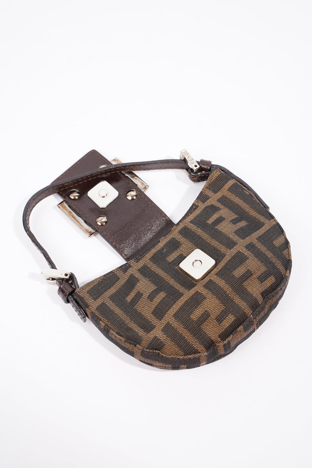 Fendi Mini Zucca Croissant Brown/Black Monogram Canvas
