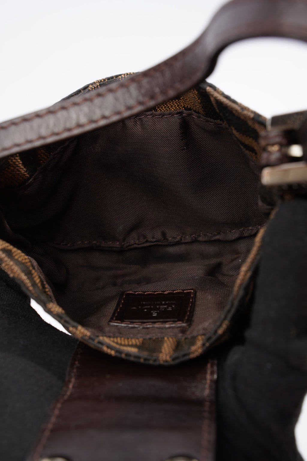 Fendi Mini Zucca Croissant Brown/Black Monogram Canvas