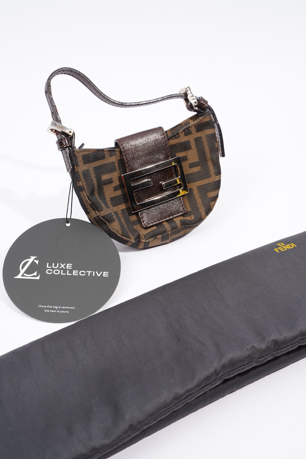 Fendi Mini Zucca Croissant Brown/Black Monogram Canvas
